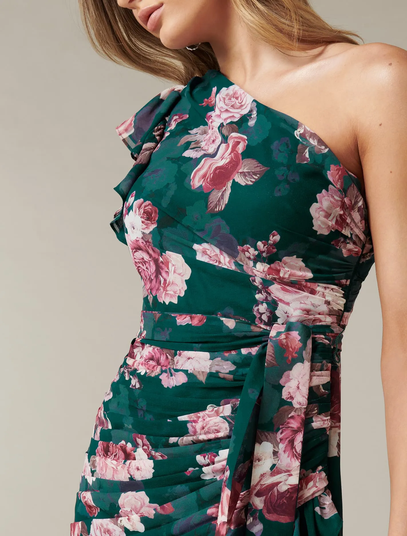 Anna One Shoulder Ruched Mini Dress