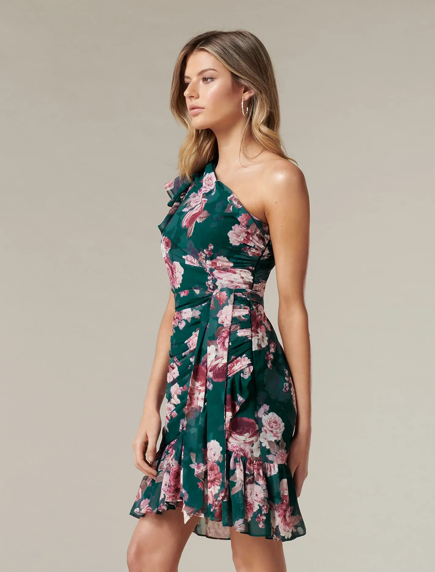 Anna One Shoulder Ruched Mini Dress