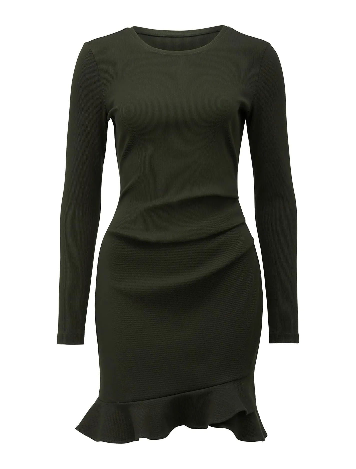 Annie Rib Long Sleeve Frill Dress