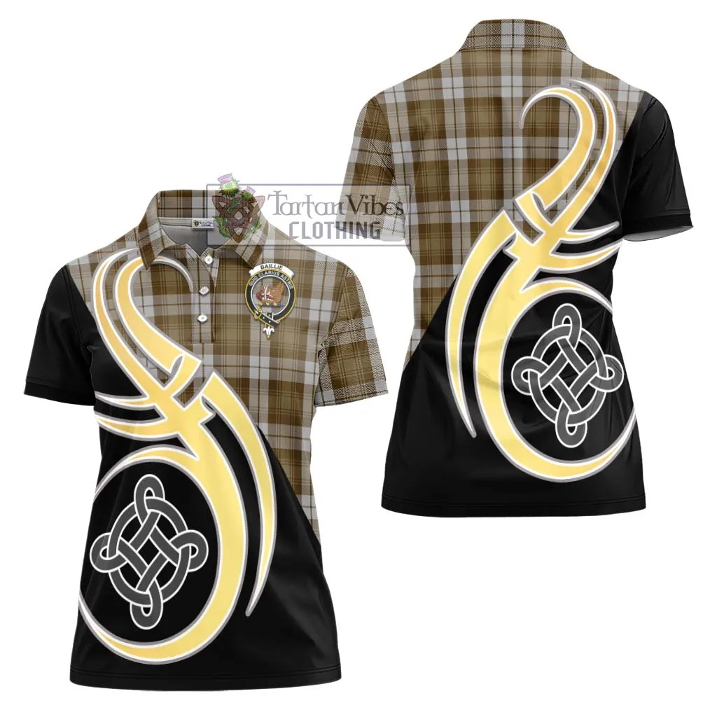 Baillie Dress Tartan Women's Polo Shirt with Family Crest and Celtic Symbol Style