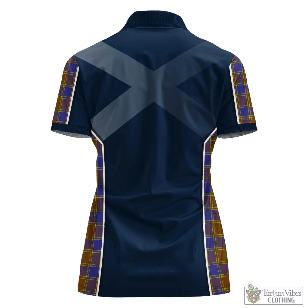 Balfour Tartan Women's Polo Shirt with Family Crest and Scottish Thistle Vibes Sport Style
