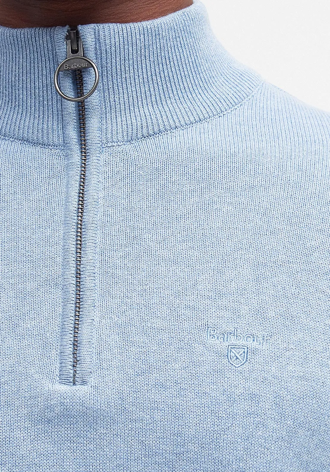 Barbour Men’s Cotton Half Zip Sweater, Dark Chambray