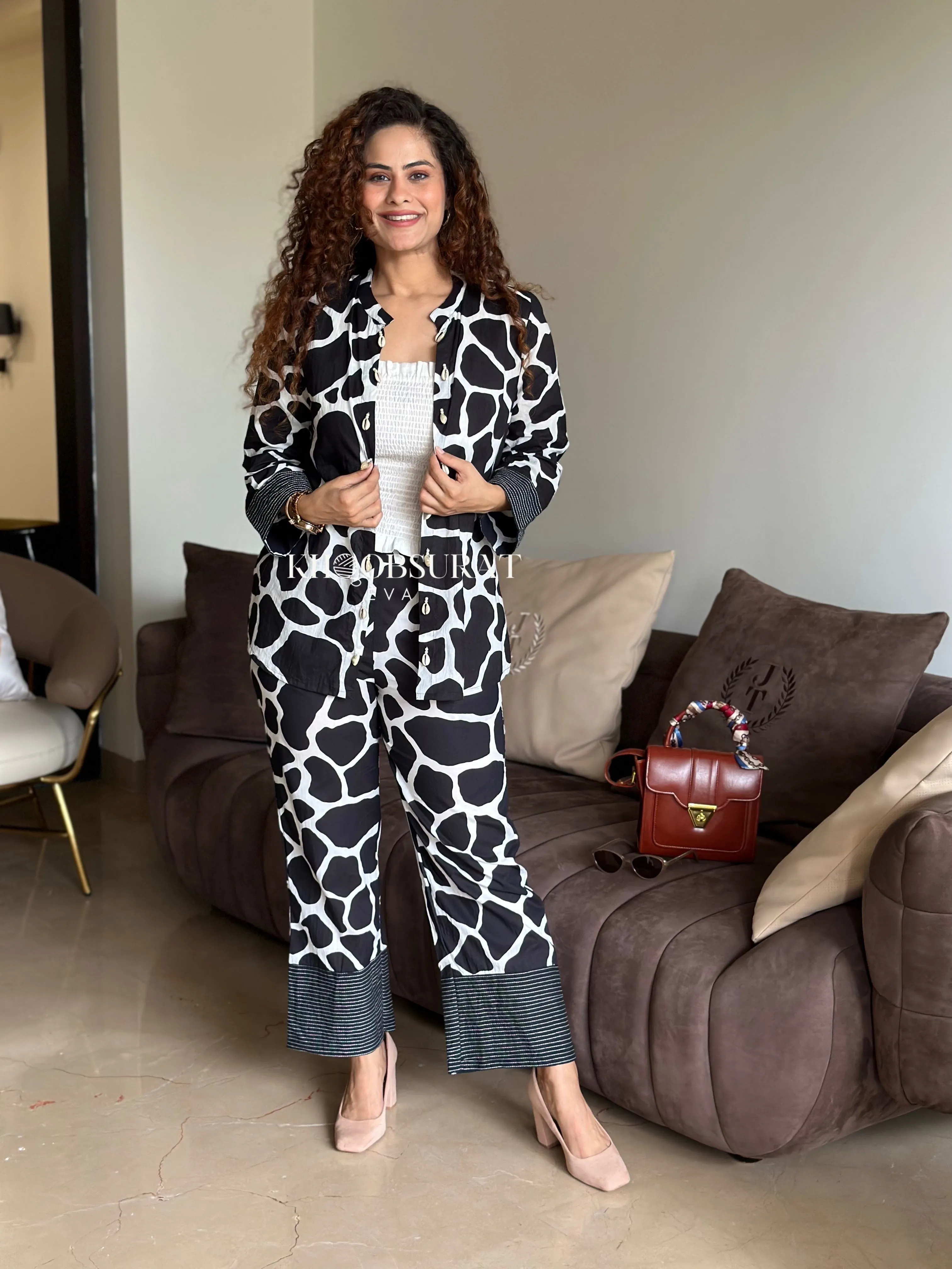 Black & Bold 3 Piece Printed Coord Set