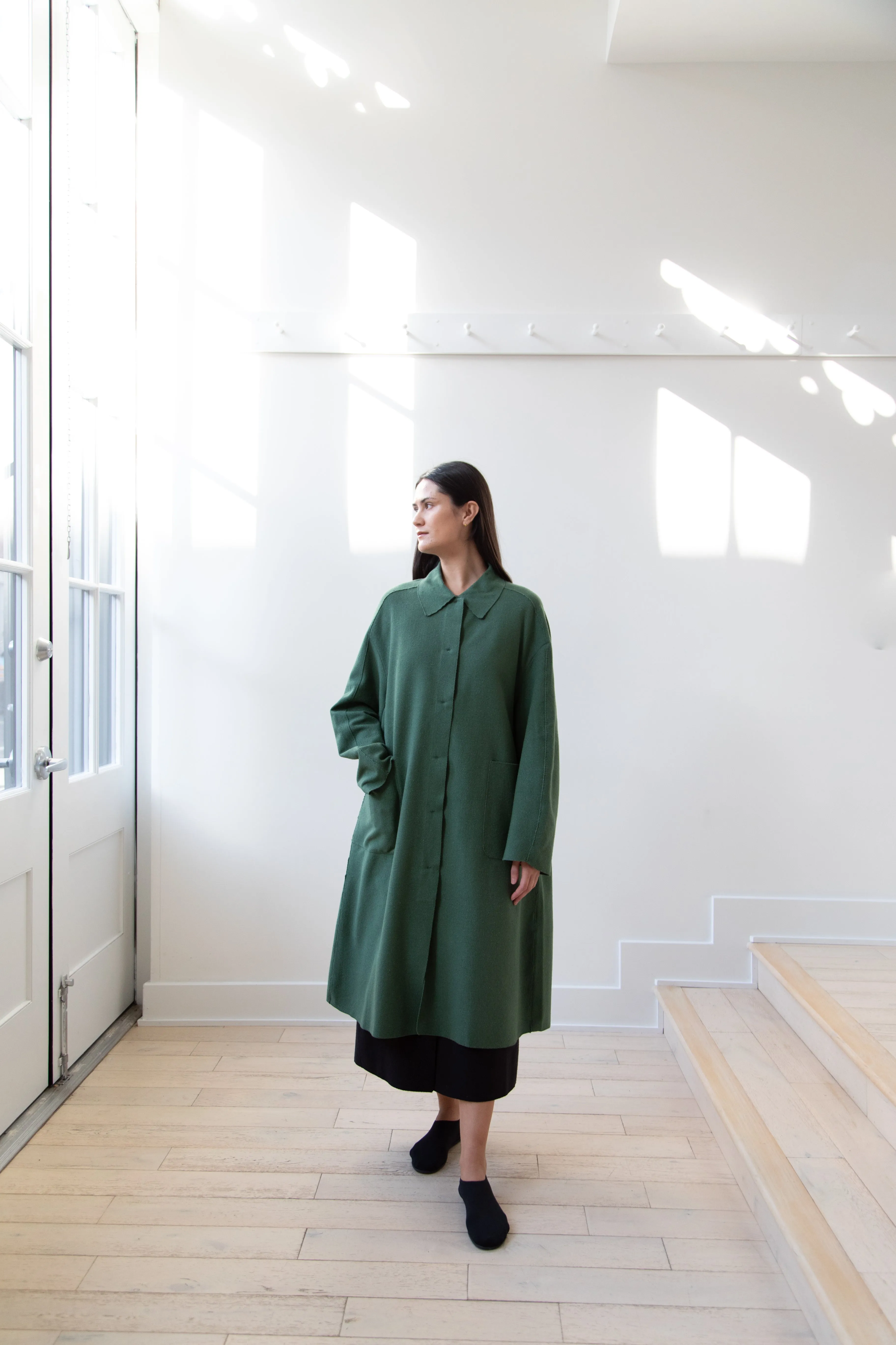 Boboutic | Trace Over Coat in Green Silk