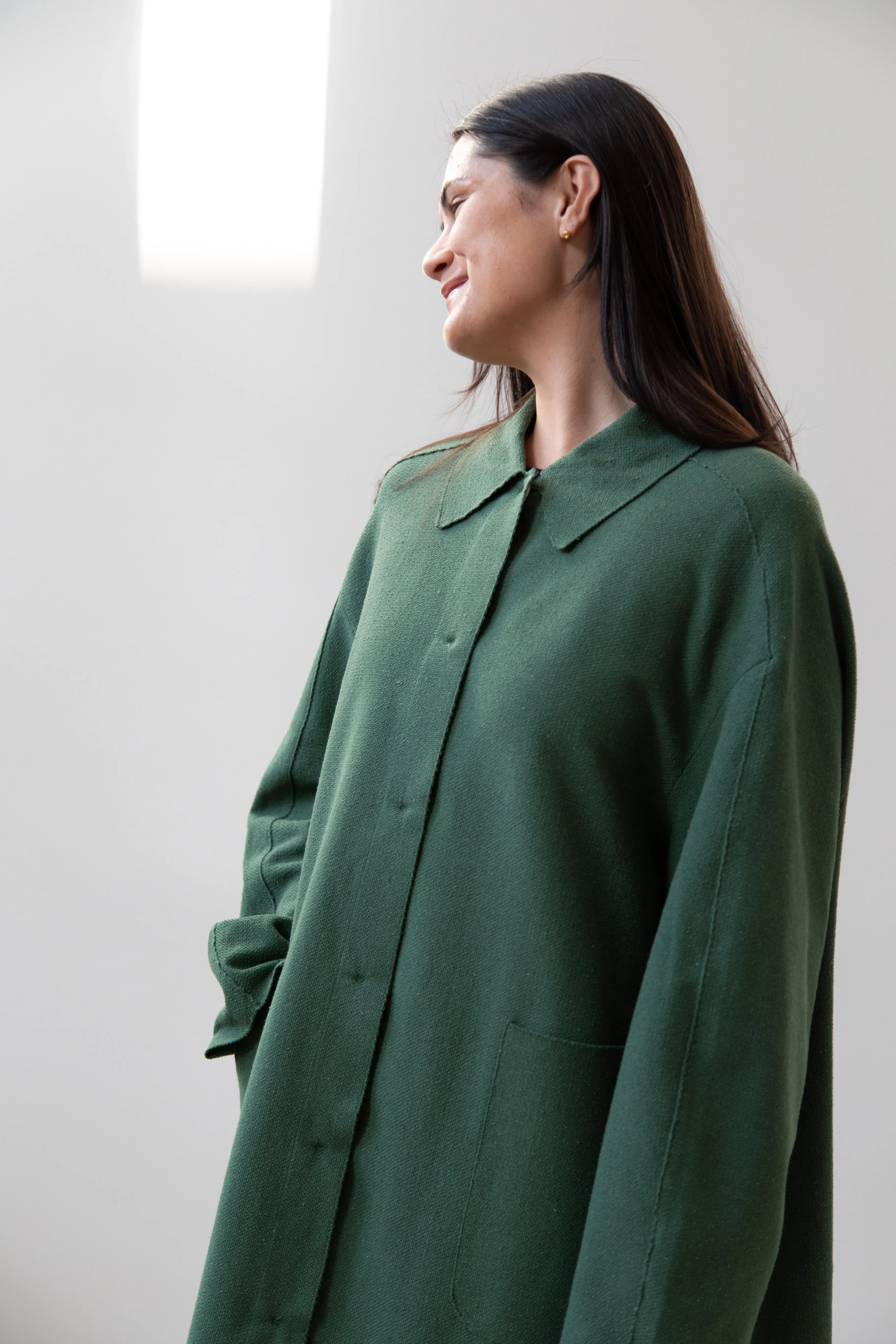 Boboutic | Trace Over Coat in Green Silk