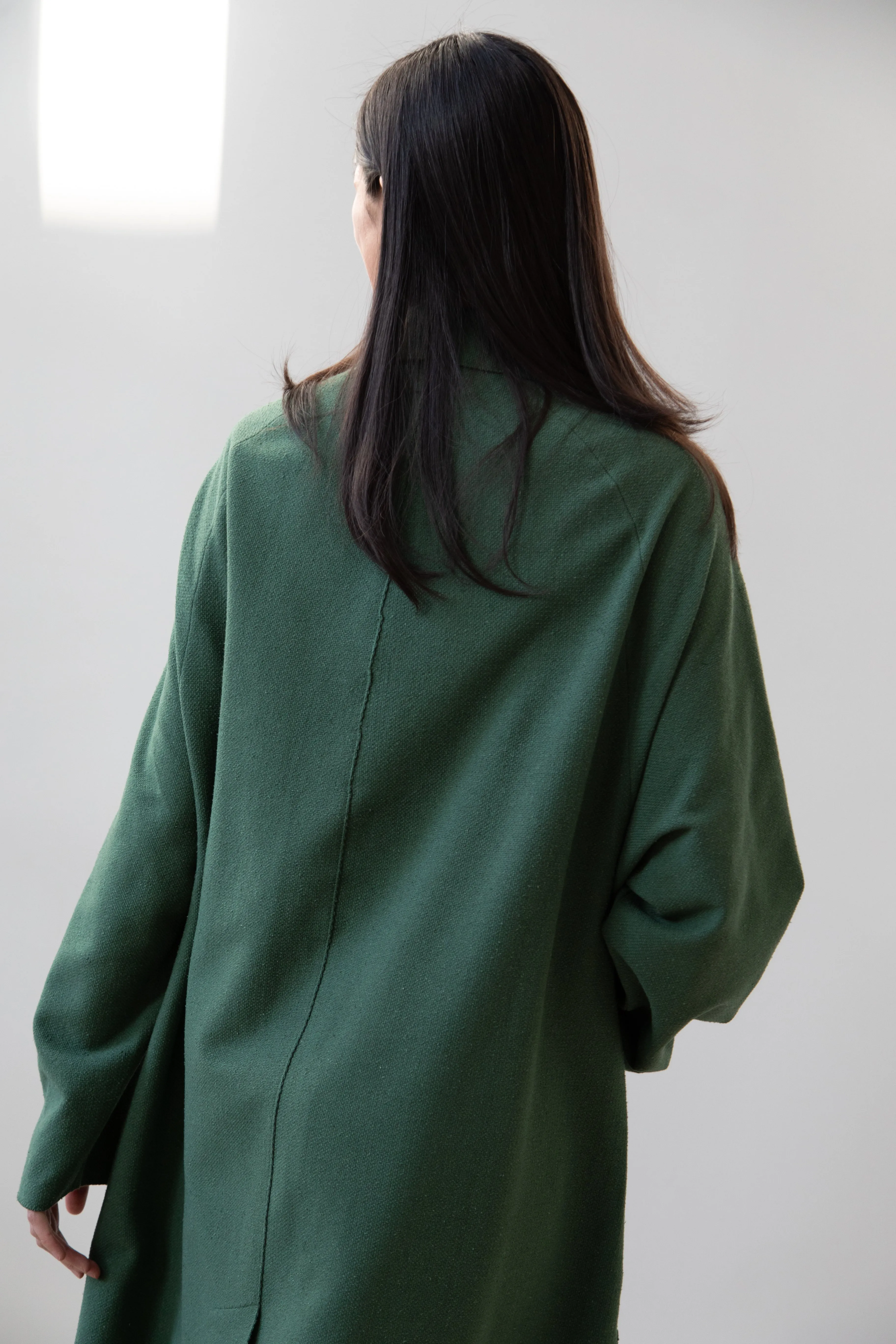 Boboutic | Trace Over Coat in Green Silk