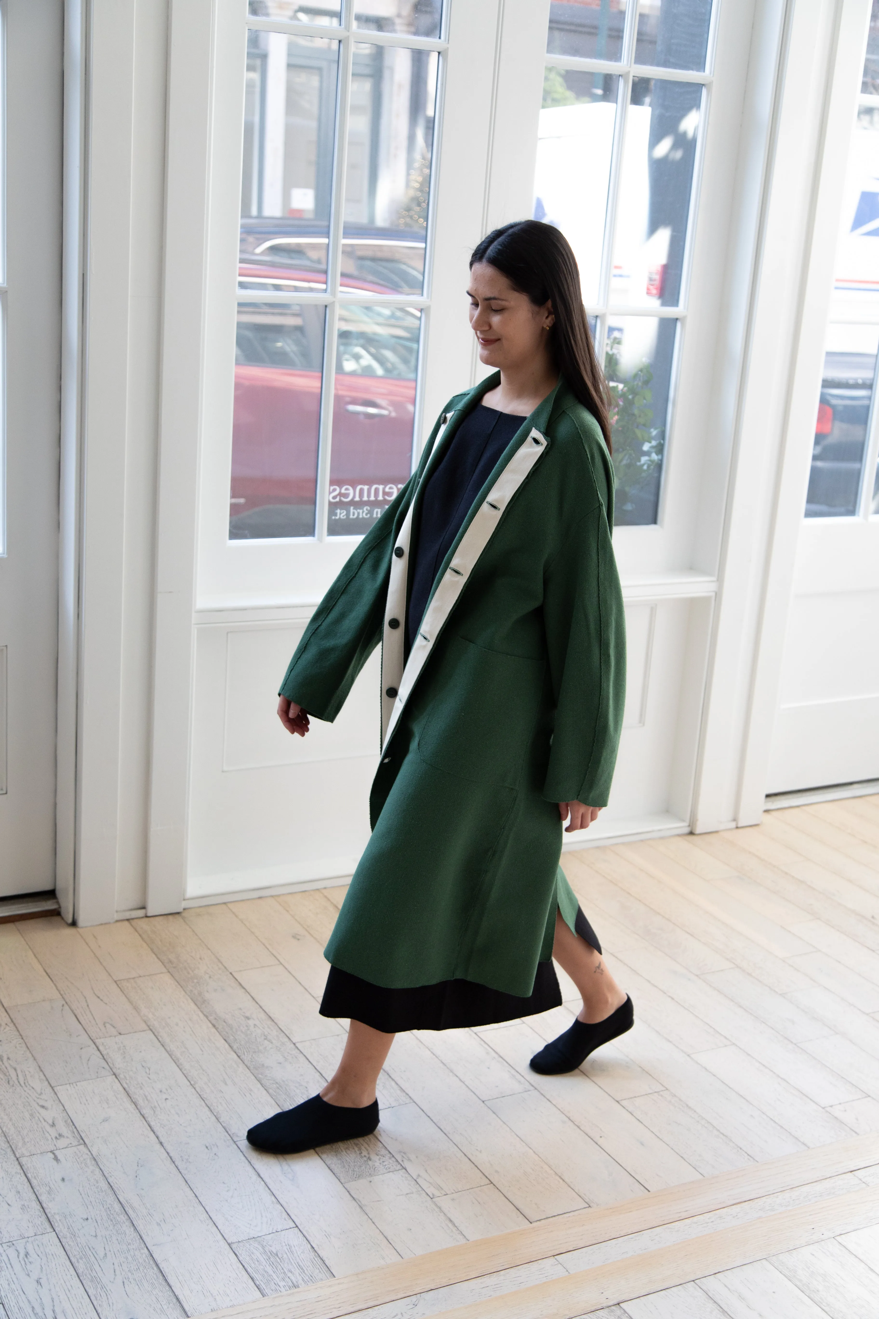 Boboutic | Trace Over Coat in Green Silk