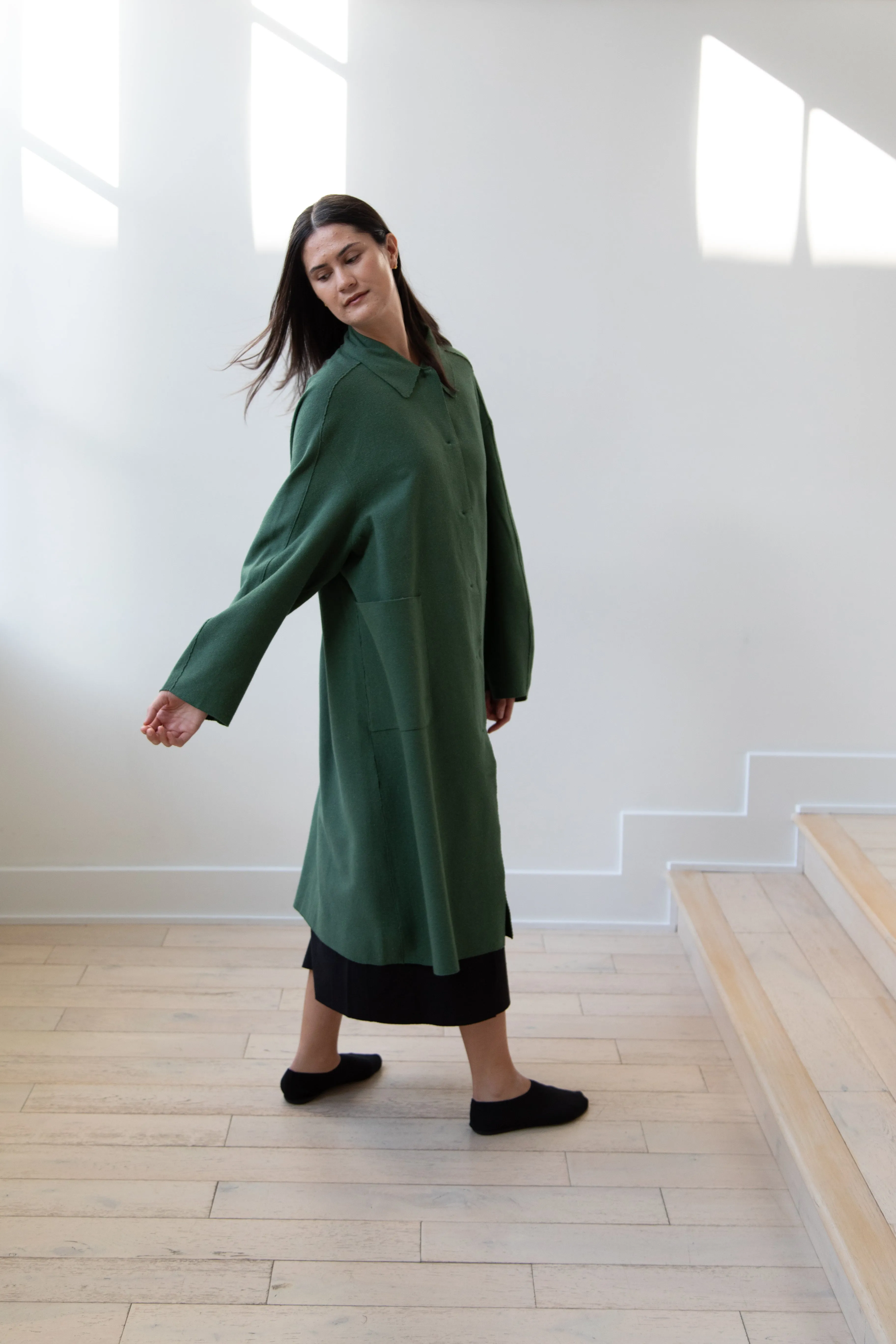 Boboutic | Trace Over Coat in Green Silk