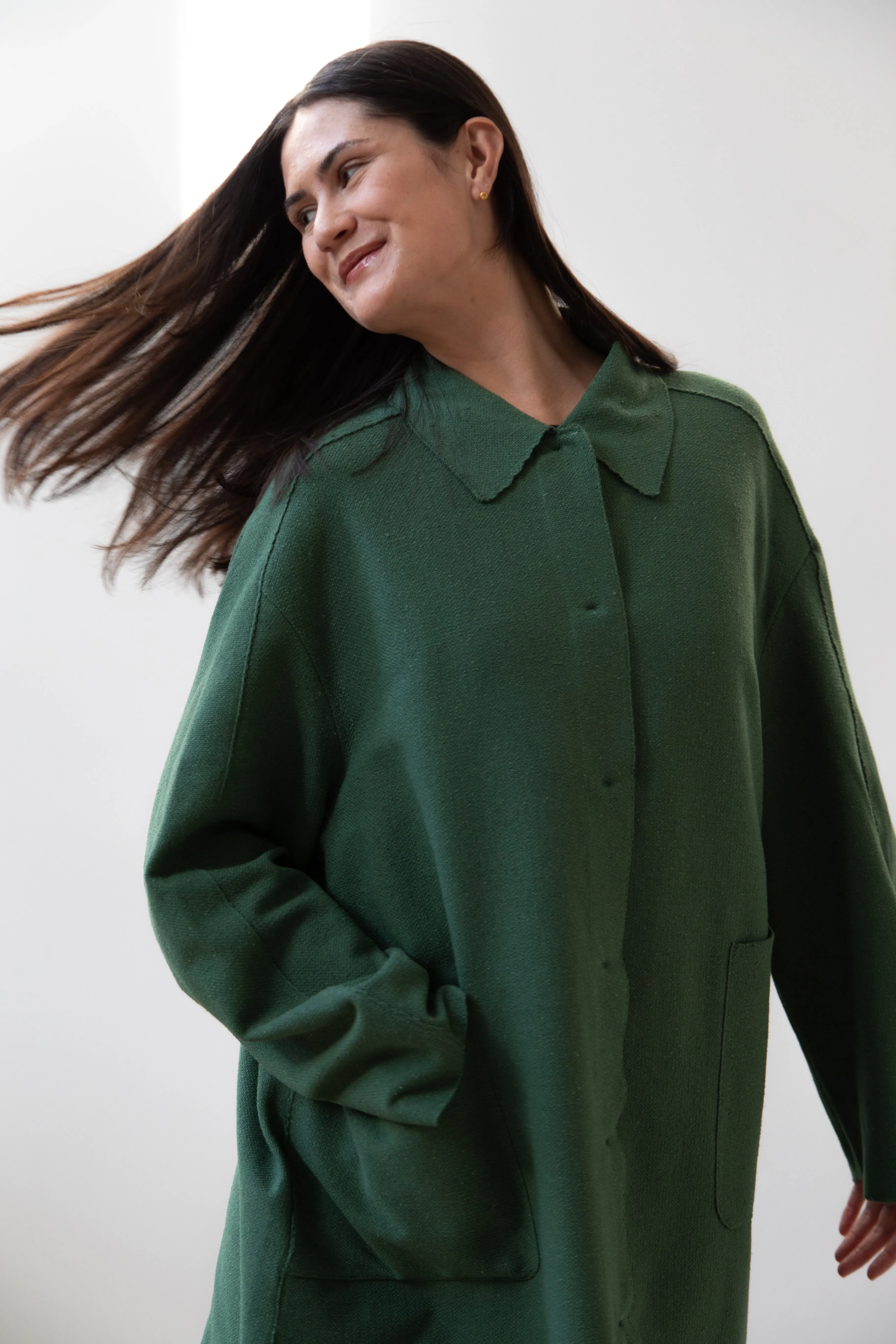 Boboutic | Trace Over Coat in Green Silk