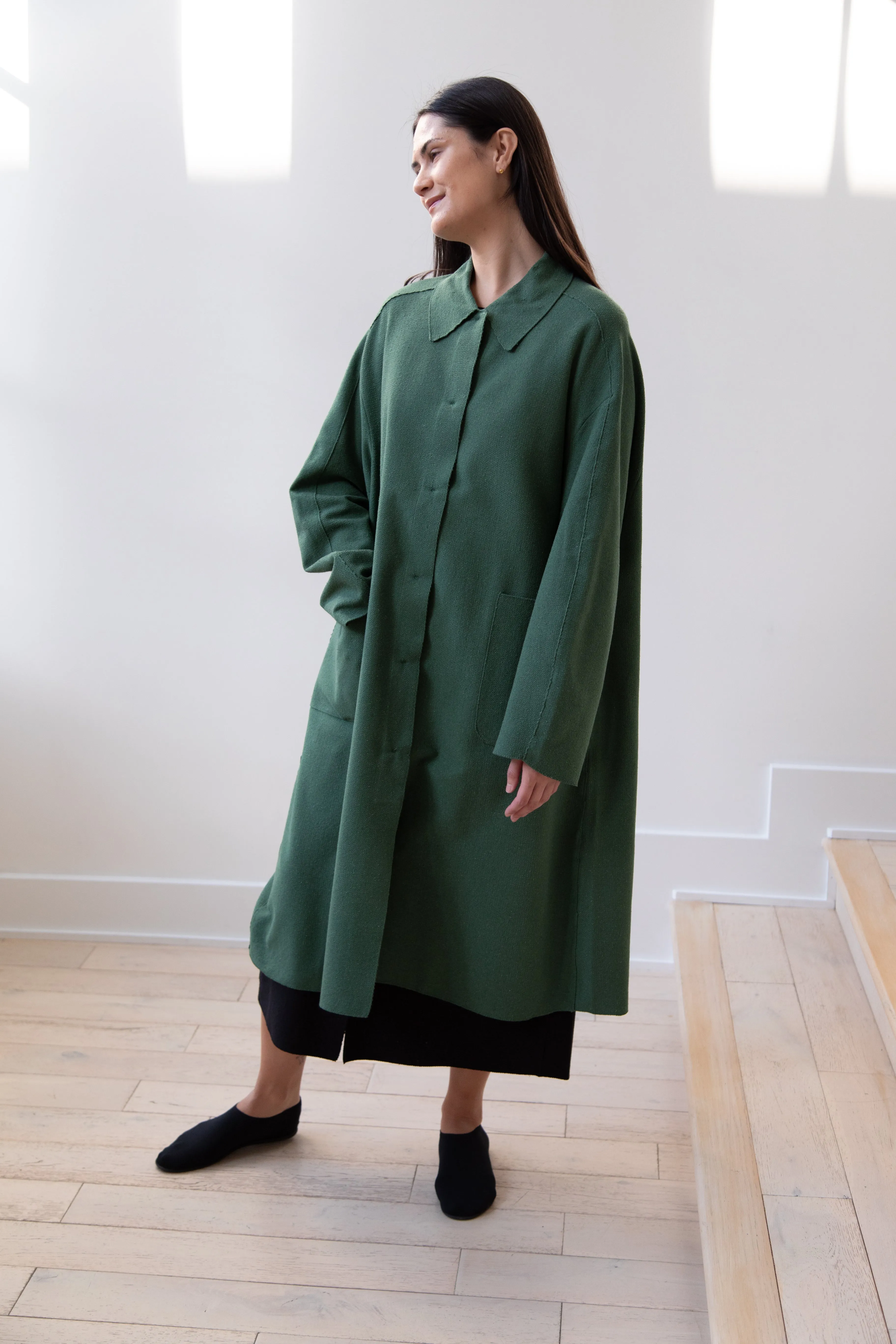 Boboutic | Trace Over Coat in Green Silk