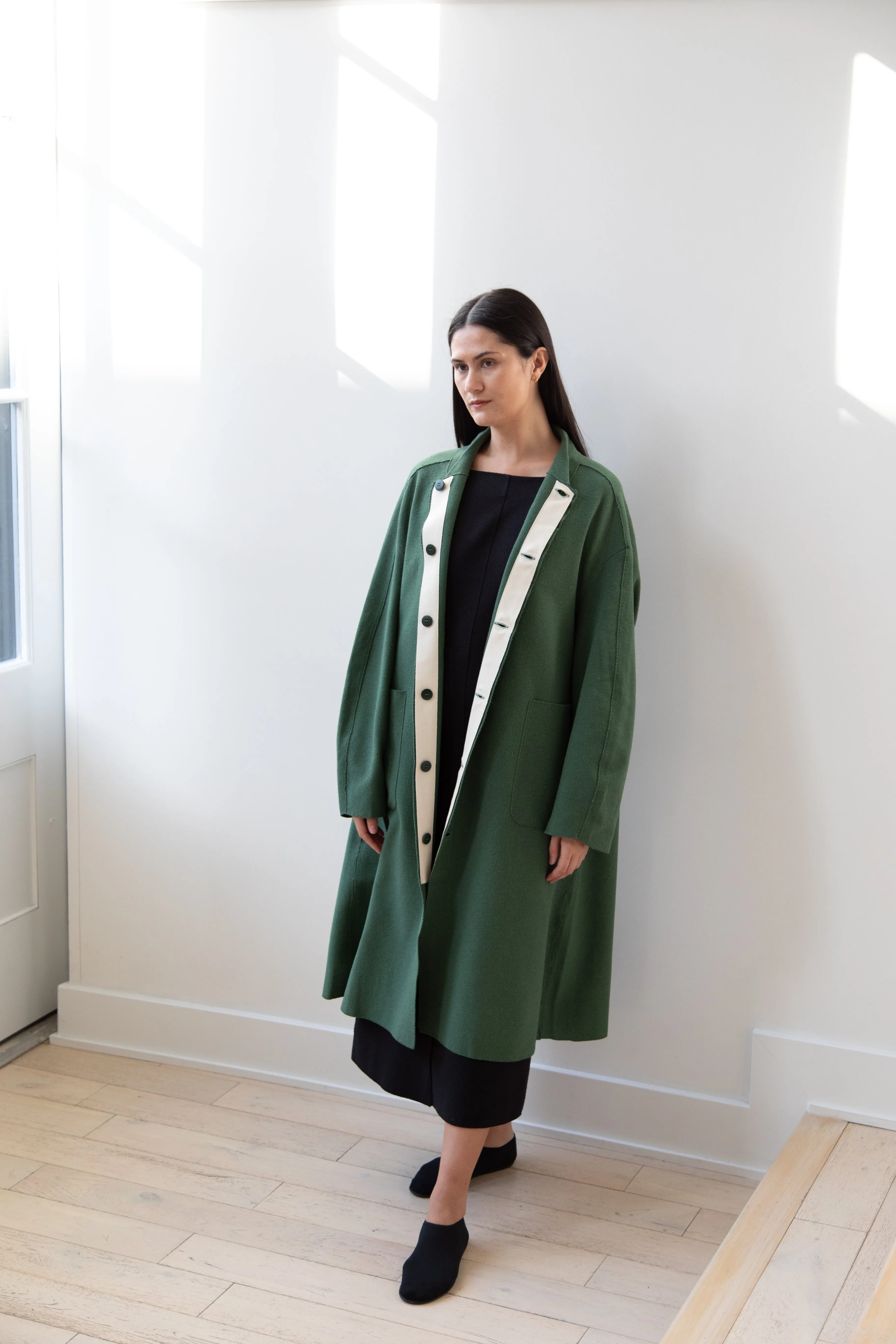 Boboutic | Trace Over Coat in Green Silk