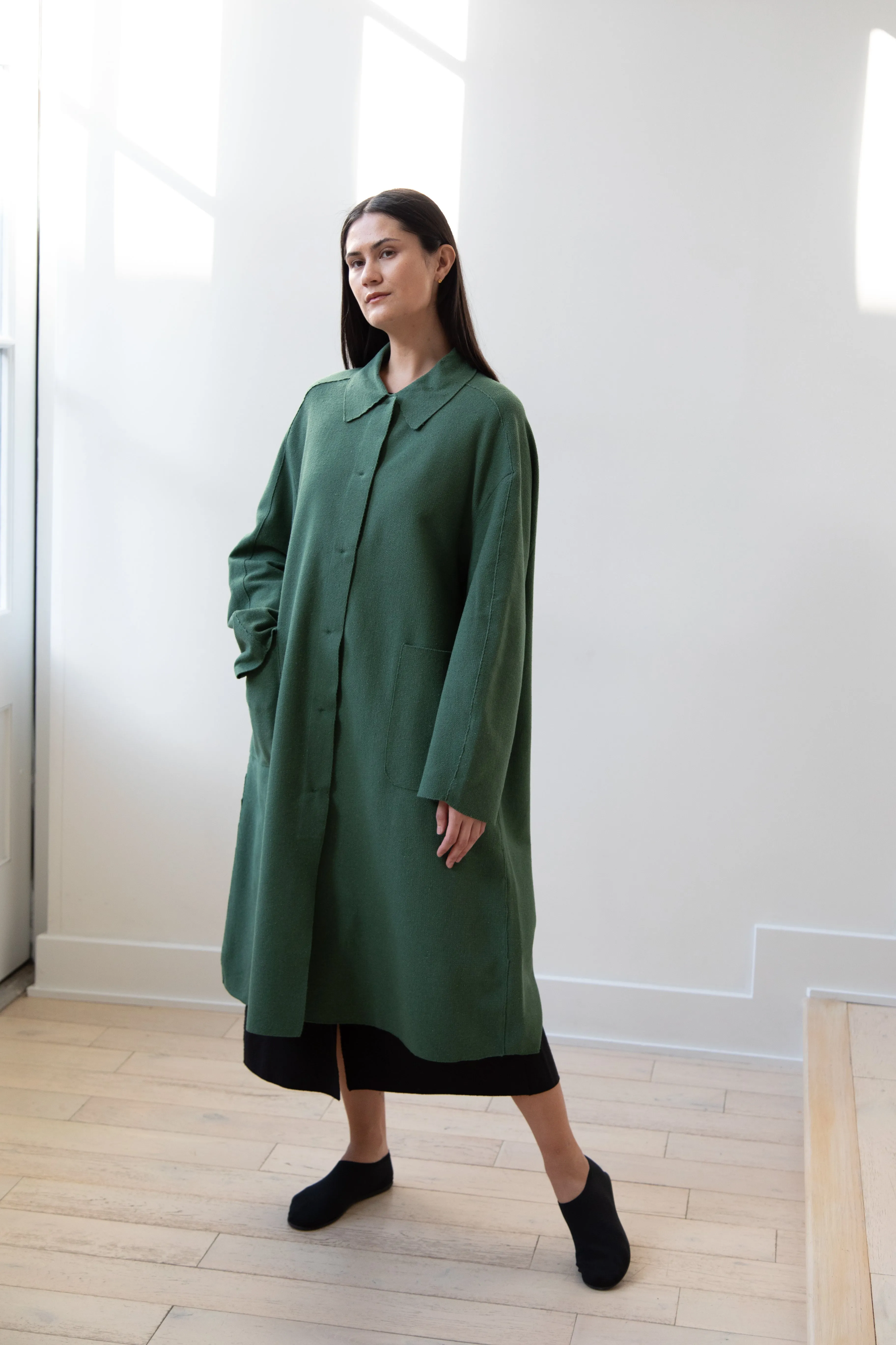 Boboutic | Trace Over Coat in Green Silk