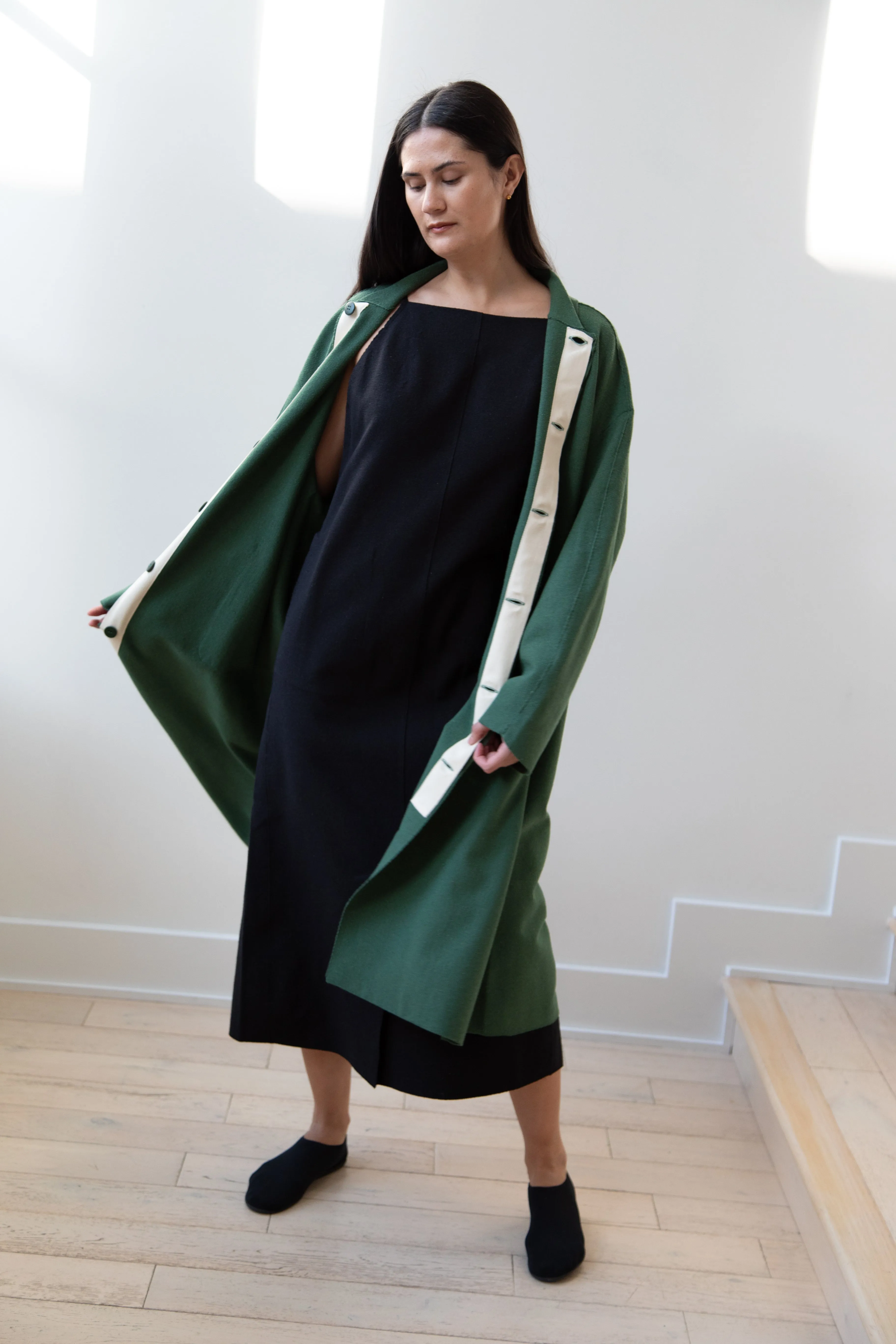 Boboutic | Trace Over Coat in Green Silk