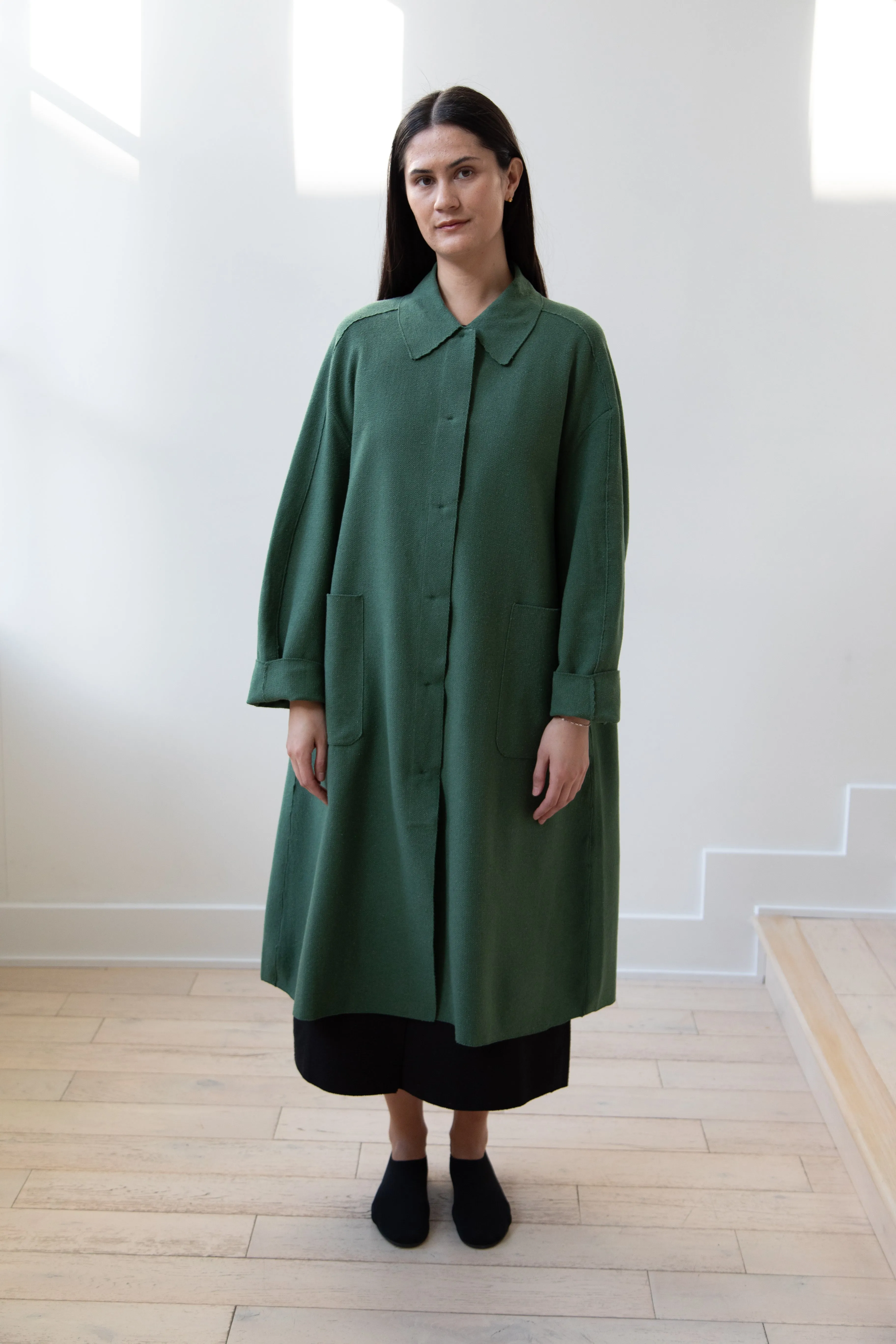 Boboutic | Trace Over Coat in Green Silk