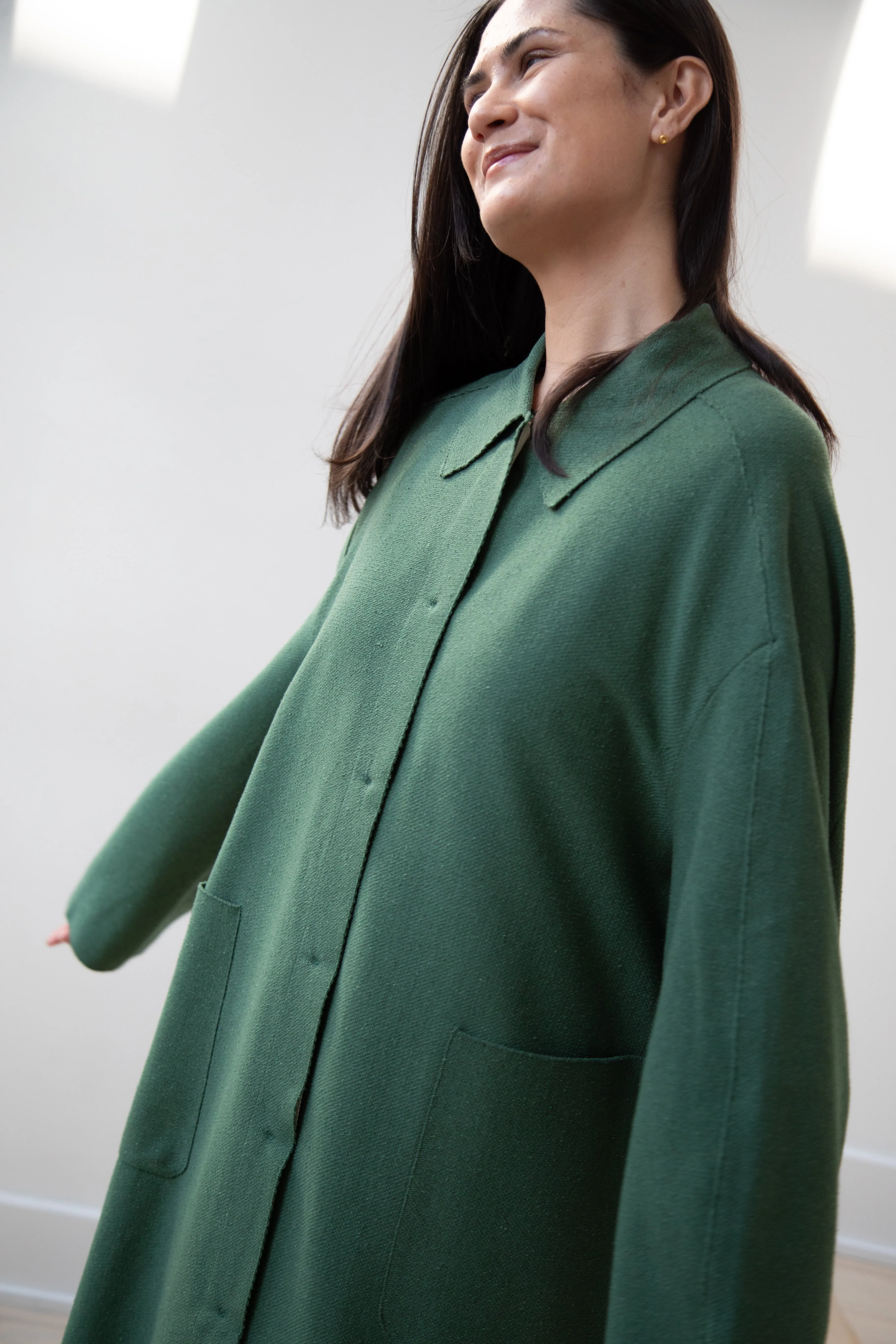 Boboutic | Trace Over Coat in Green Silk