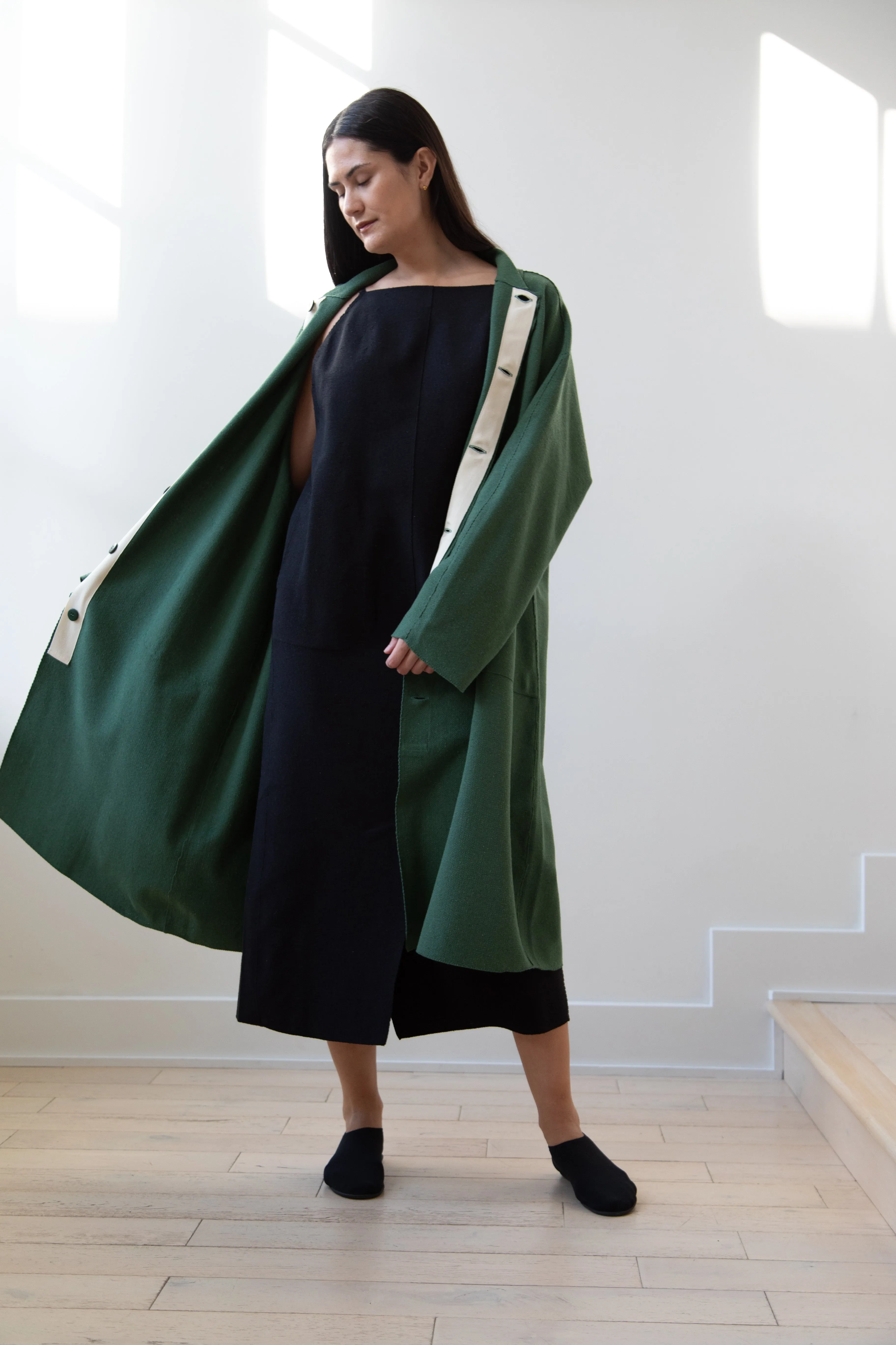Boboutic | Trace Over Coat in Green Silk