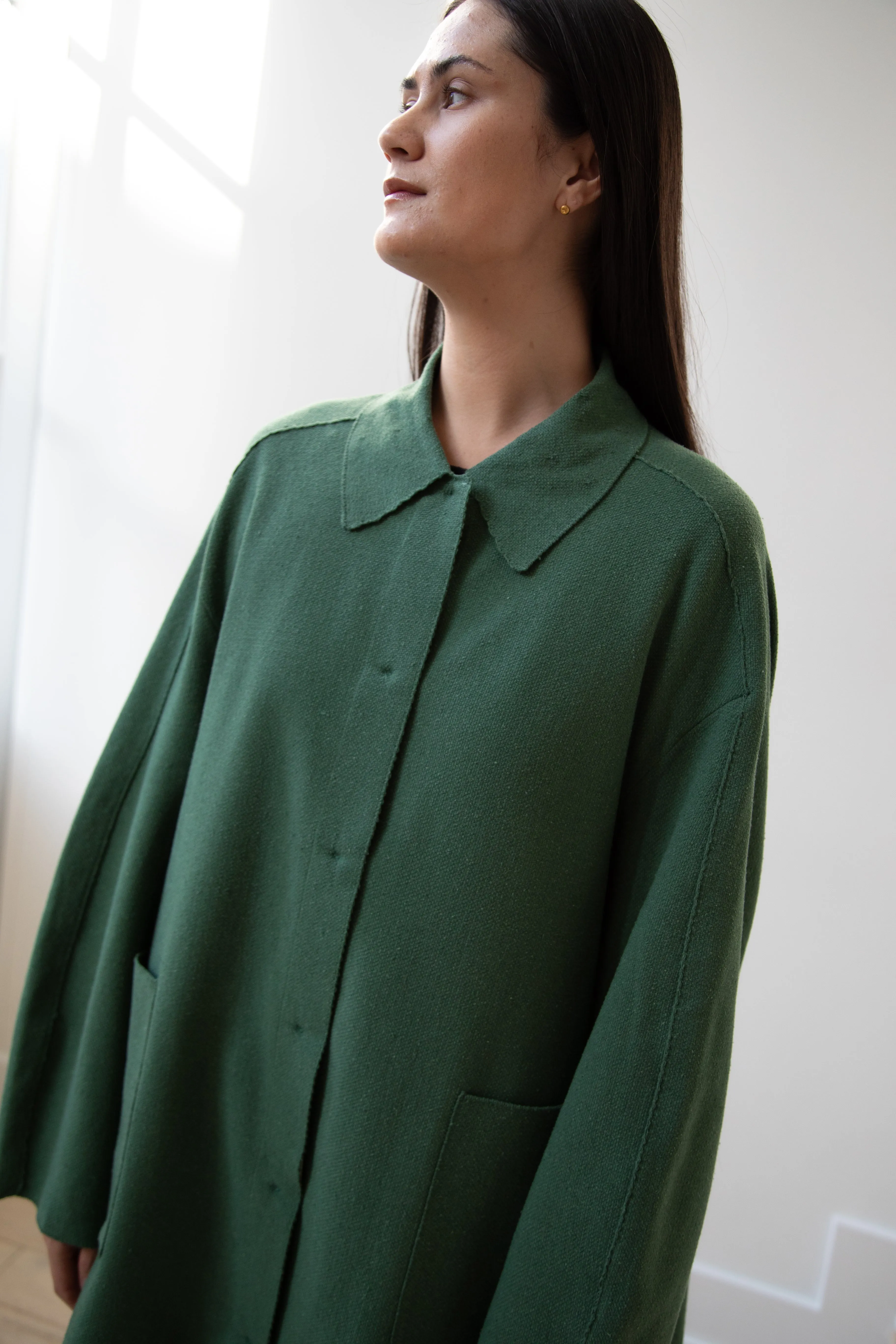 Boboutic | Trace Over Coat in Green Silk