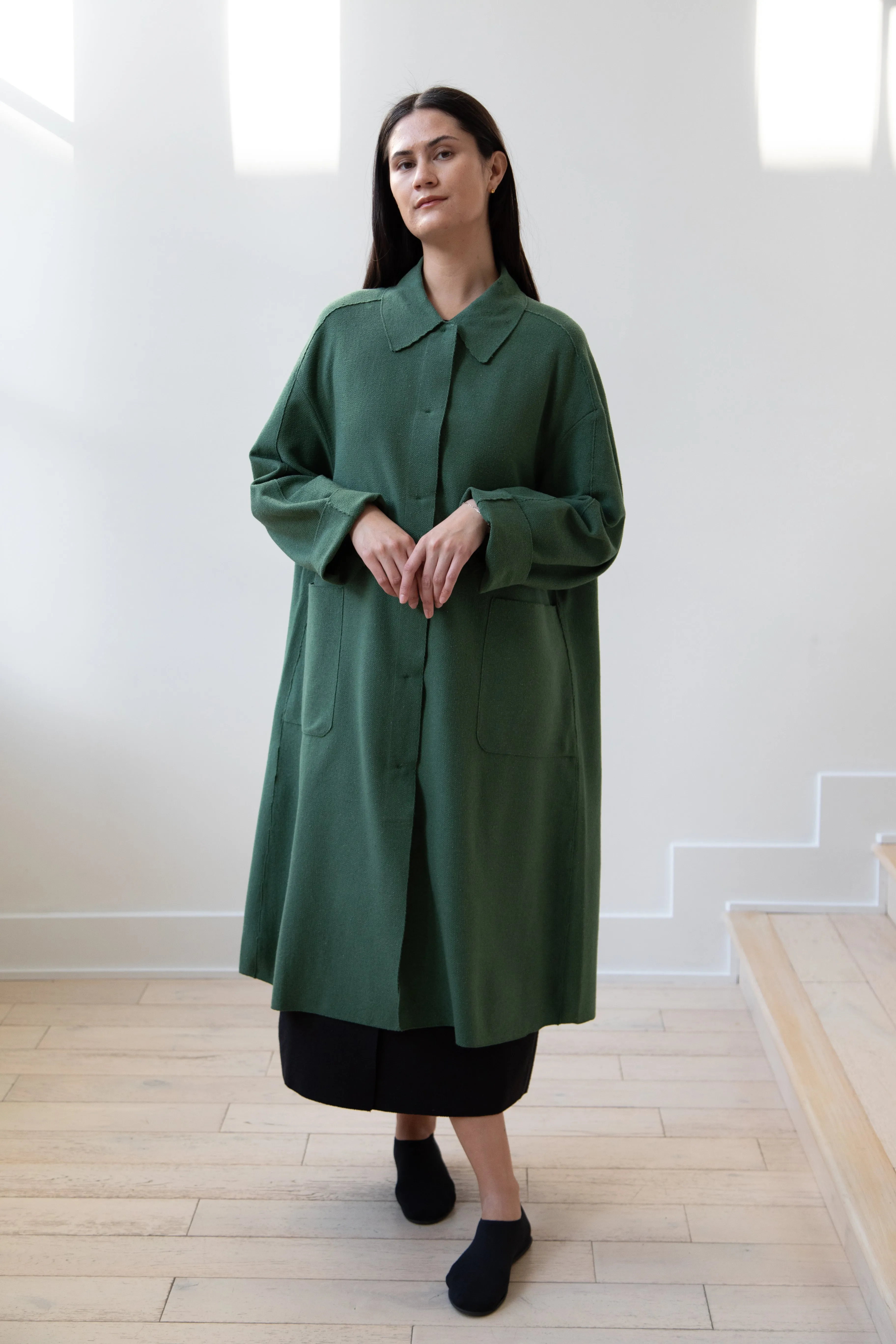 Boboutic | Trace Over Coat in Green Silk
