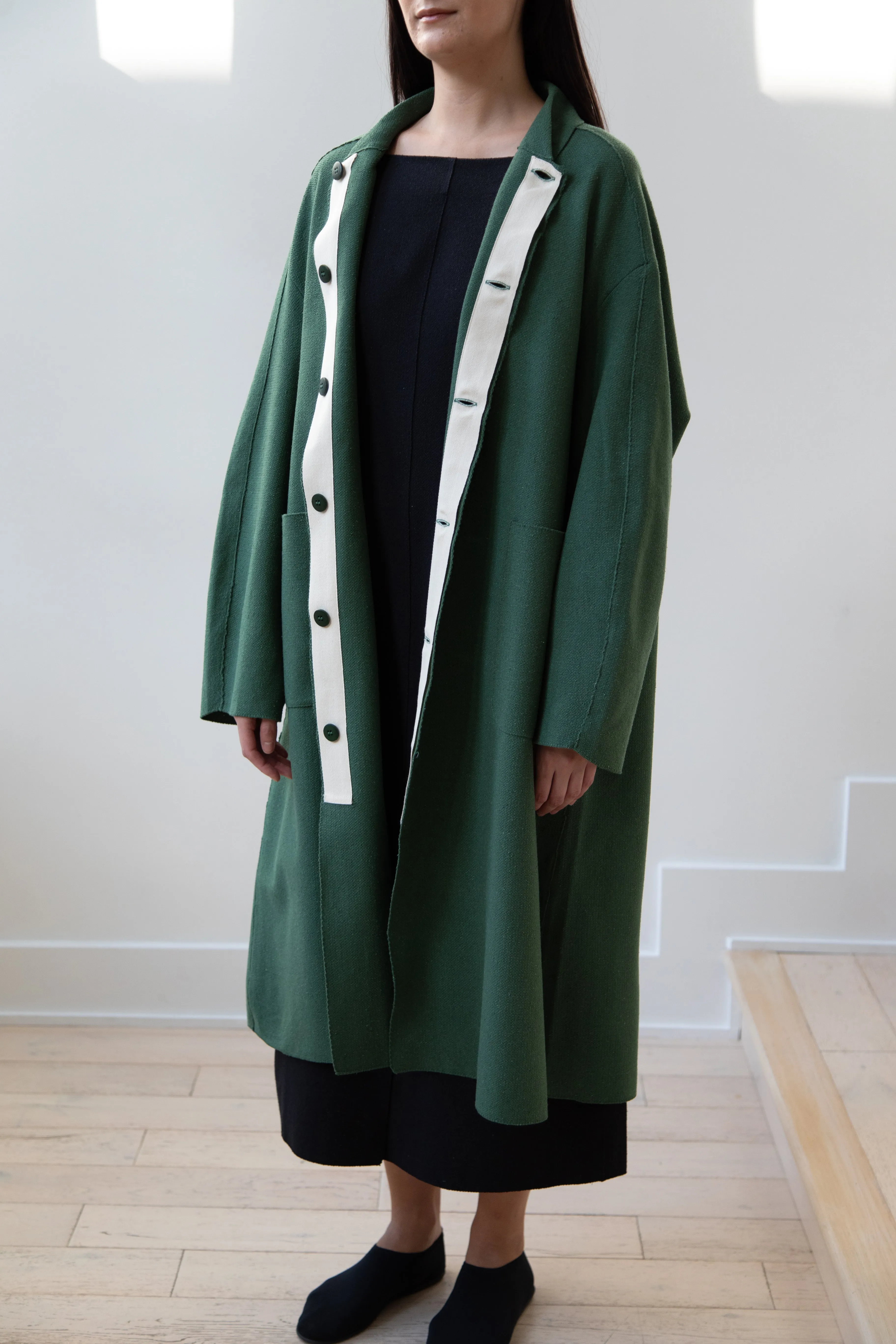 Boboutic | Trace Over Coat in Green Silk
