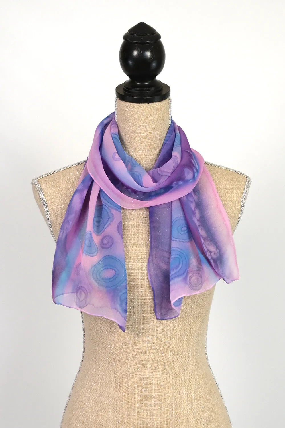 Chiffon Silk Scarf with Hand-Painted Pattern | 11"x60"