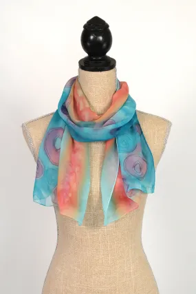 Chiffon Silk Scarf with Hand-Painted Pattern | 11"x60"