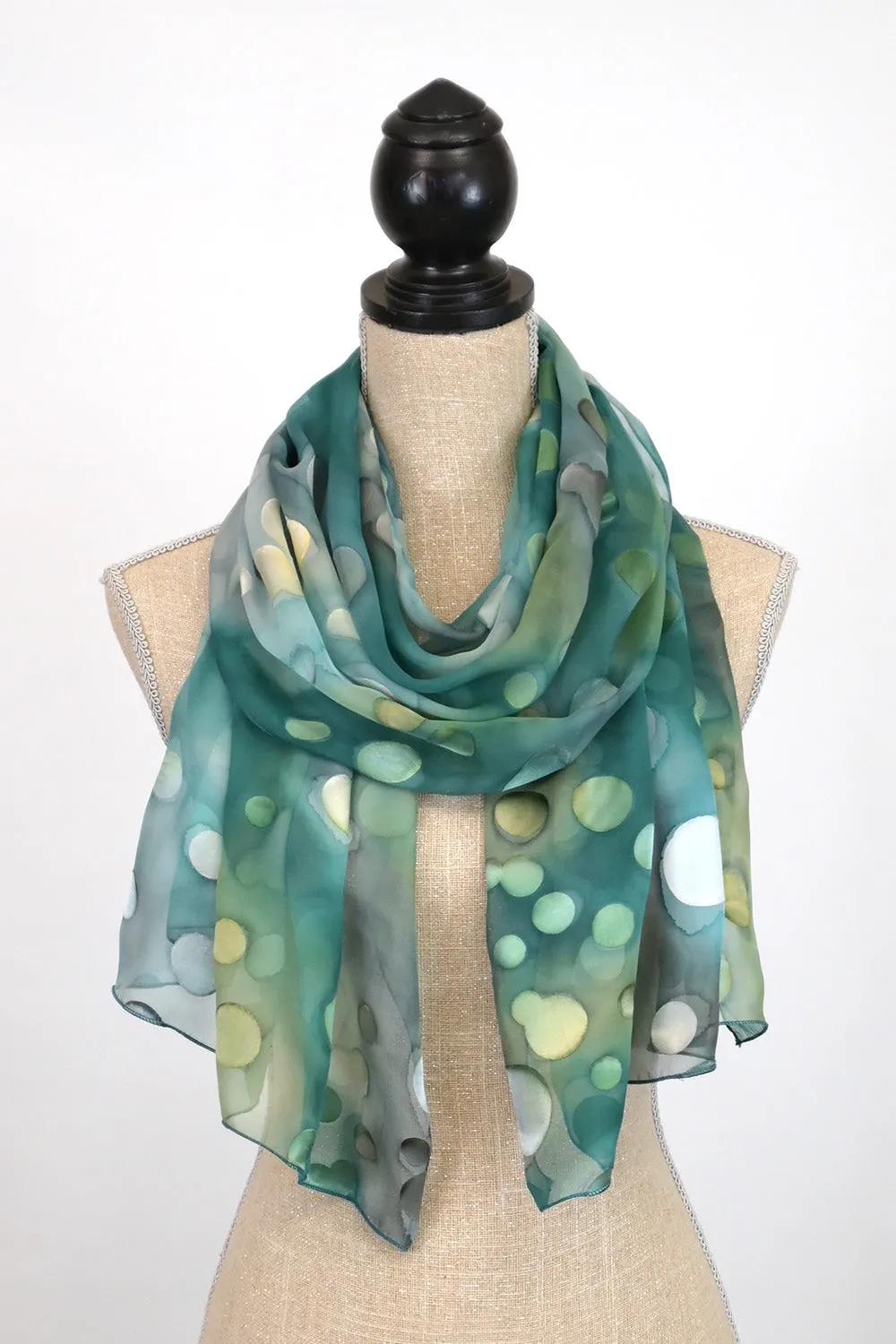 Chiffon with Dots Etched Silk/Satin Scarf | 21"x66"