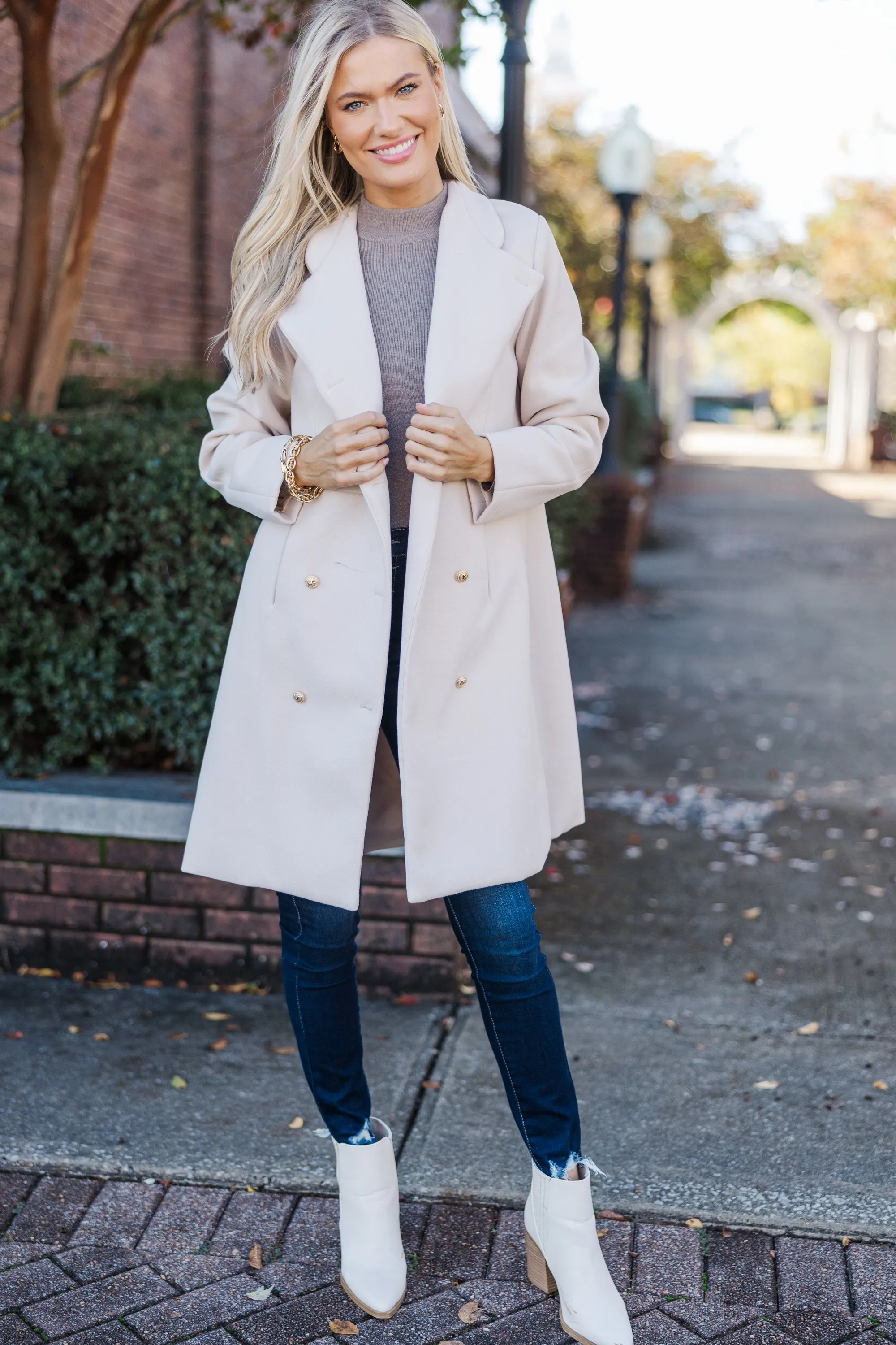 City Streets Oatmeal Brown Coat