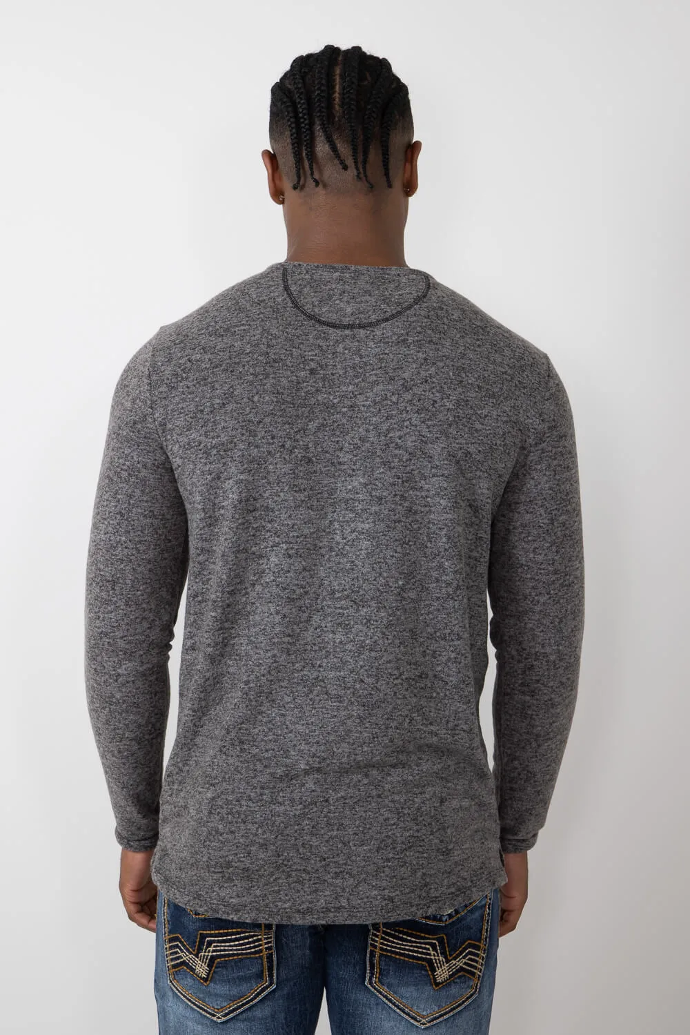 Civil Society Hogan Henley Hacci Knit Shirt for Men in Charcoal | MCLT-1415 CHARCOAL