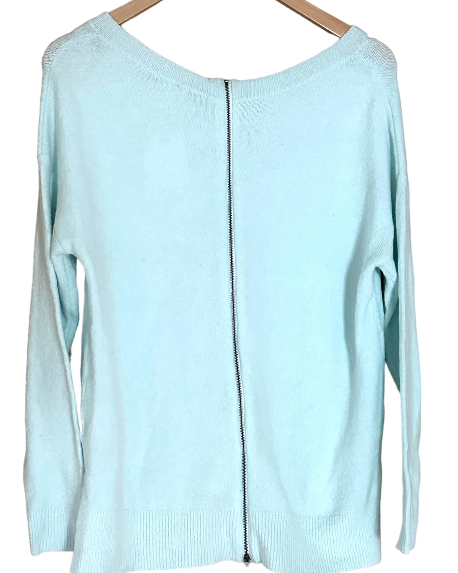 Cool Winter Icy Blue Zipper-back Sweater
