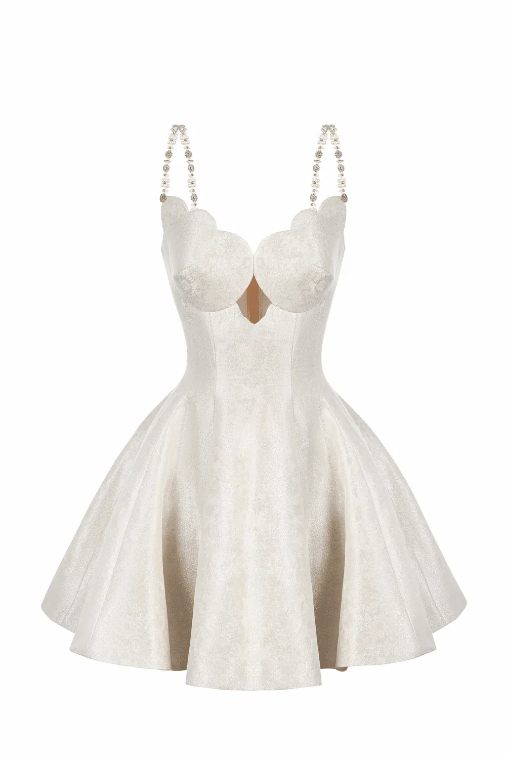 Eloise Fit and Flare Chest Cup Jacquard Mini Dress