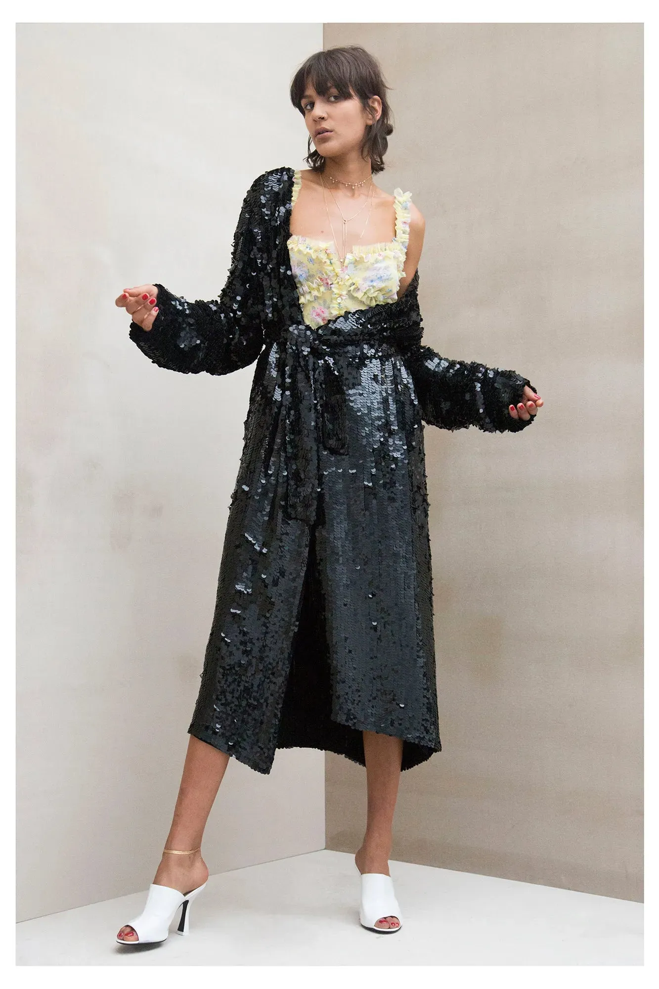 Fabulous Spring 2017 Attico Runway Look 25 Large Black Sequin Paillette Wrap Coat or Dress