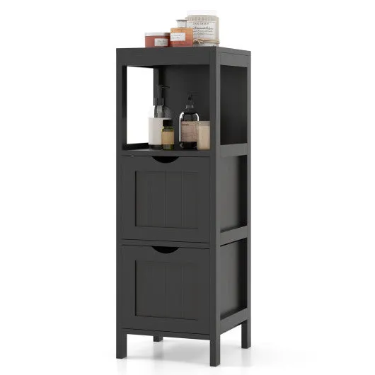 Freestanding Storage Cabinet with 2 Removable Drawers for Bathroom-Black