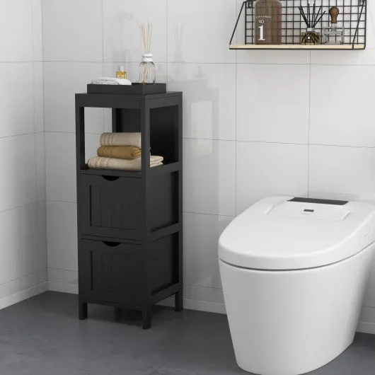 Freestanding Storage Cabinet with 2 Removable Drawers for Bathroom-Black