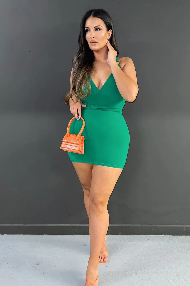 Green Multi Way Slinky Mini Dress - Lydia
