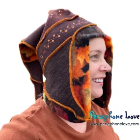 Katwise inspired brown felted 100% cashmere sequins pixie jester hat-1485