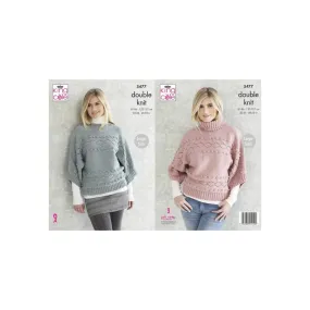 King Cole Ladies Sweater DK Knitting Pattern 5477