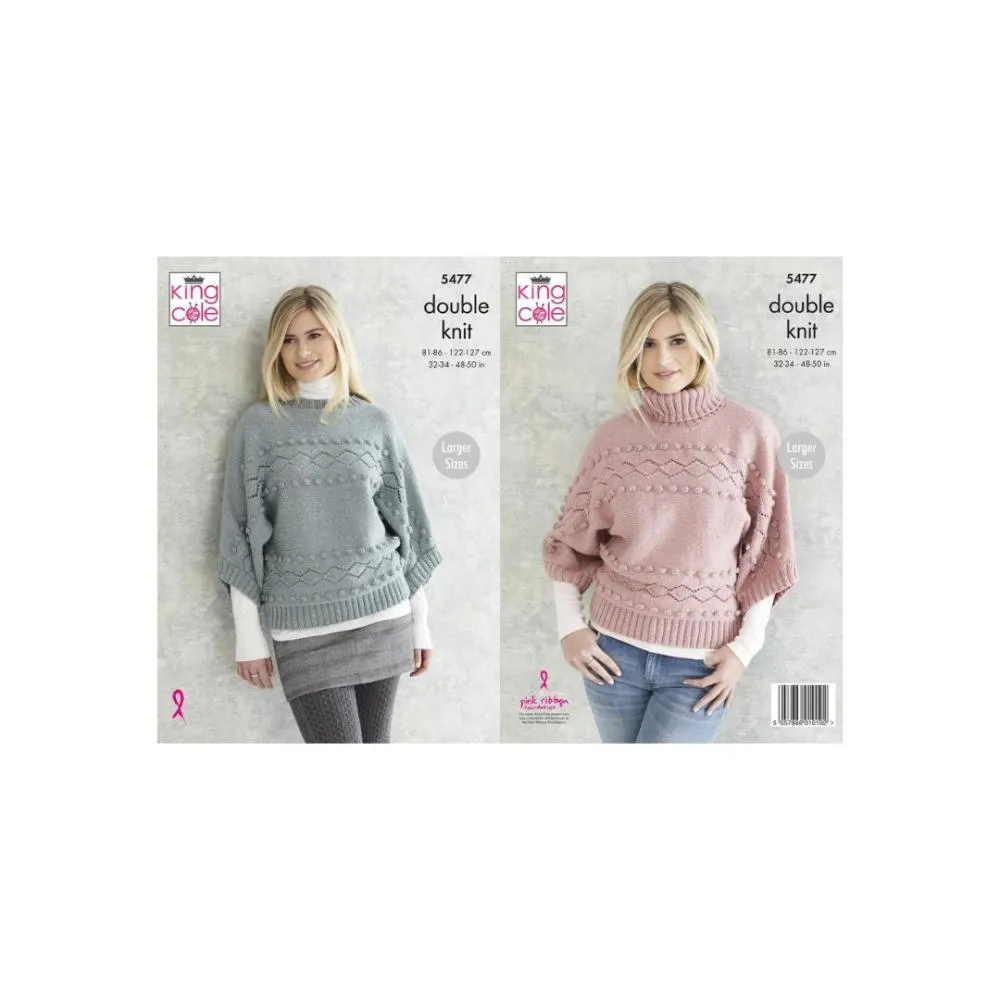 King Cole Ladies Sweater DK Knitting Pattern 5477