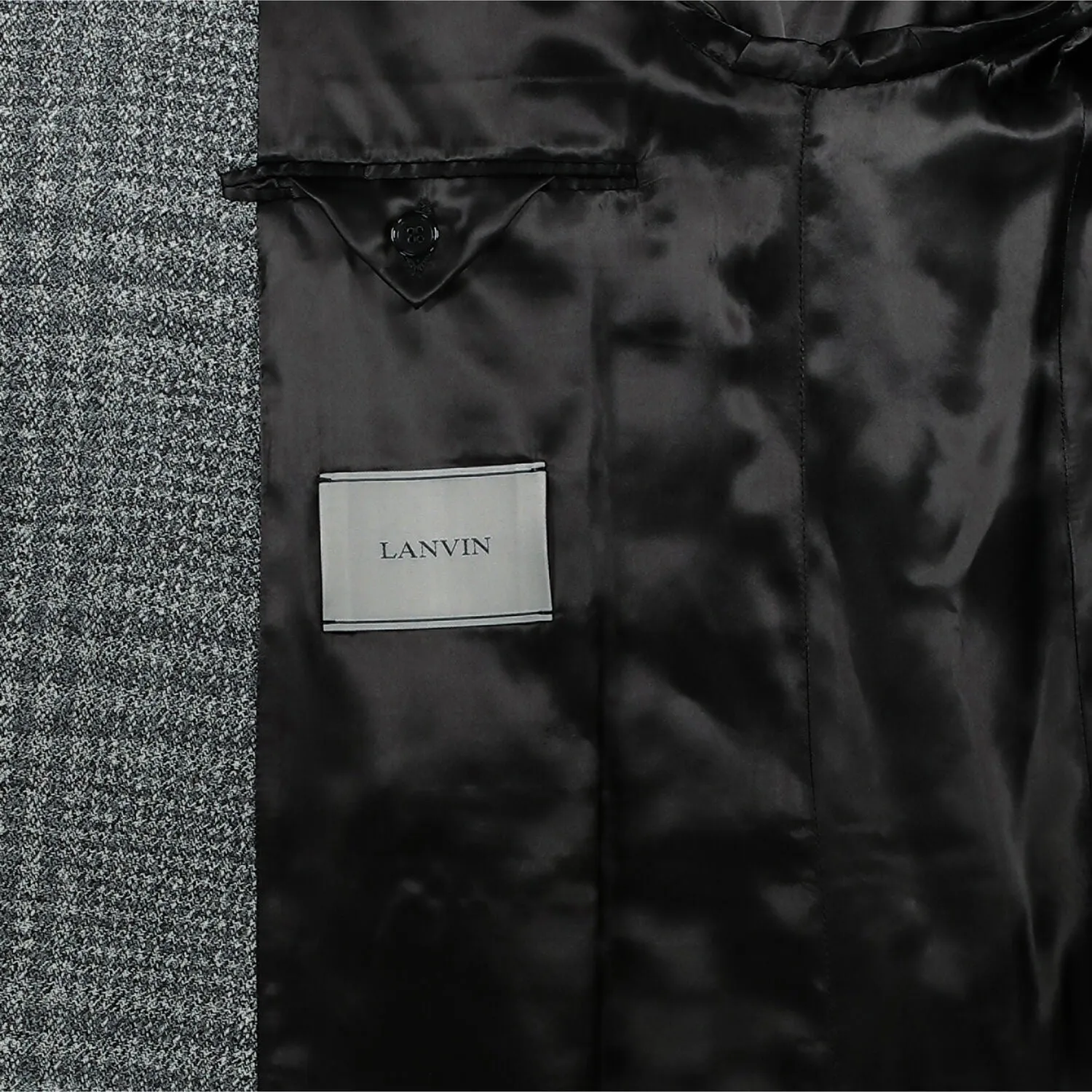 LANVIN Men's Charcoal Grey Wool Prince Of Wales Check Oversized Overcoat