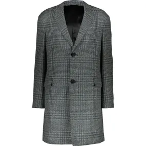 LANVIN Men's Charcoal Grey Wool Prince Of Wales Check Oversized Overcoat