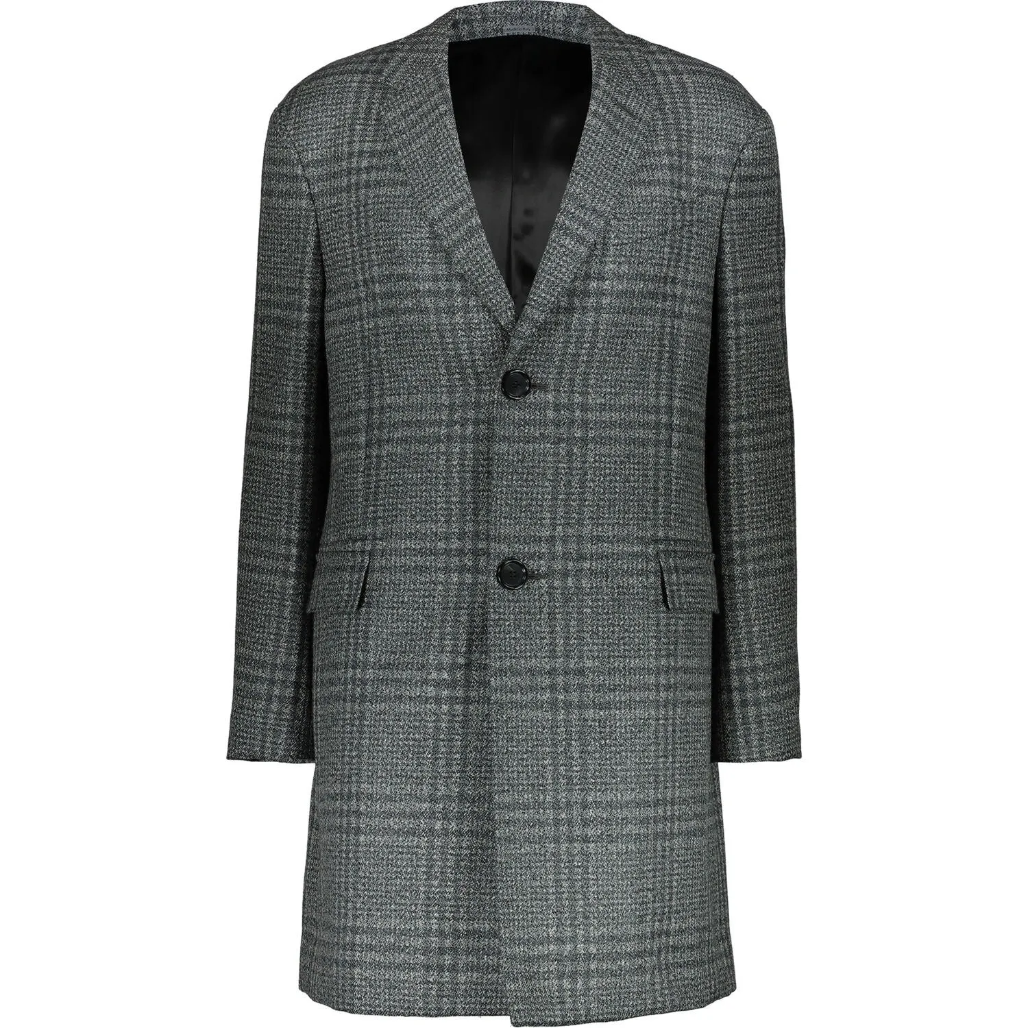 LANVIN Men's Charcoal Grey Wool Prince Of Wales Check Oversized Overcoat