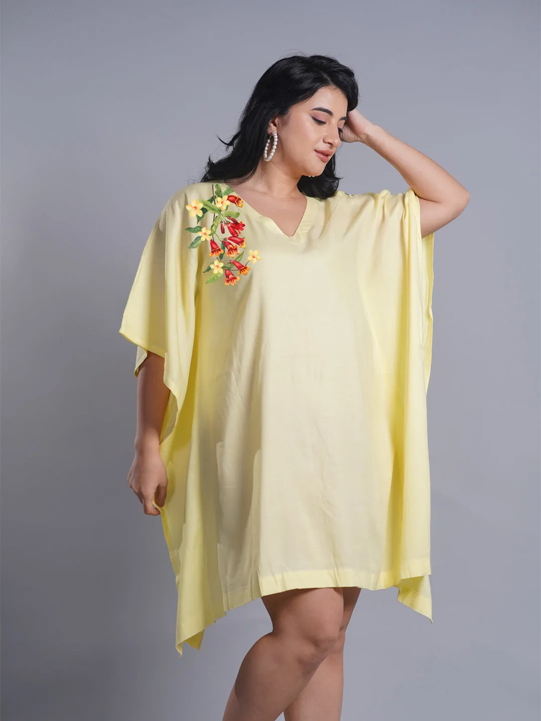 Lemon Rayon Kaftan - Detailed