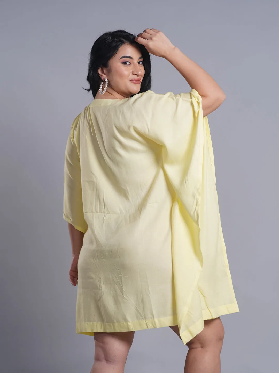 Lemon Rayon Kaftan - Detailed