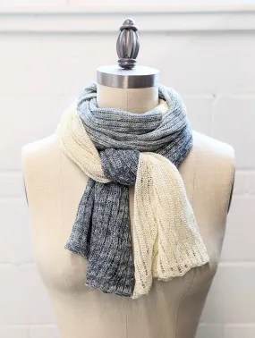 Linen Scarf & Wrap "Blues/Ivory" HT