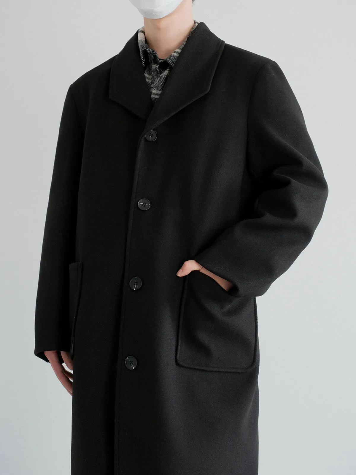 Long Lapel Wool Winter Overcoat
