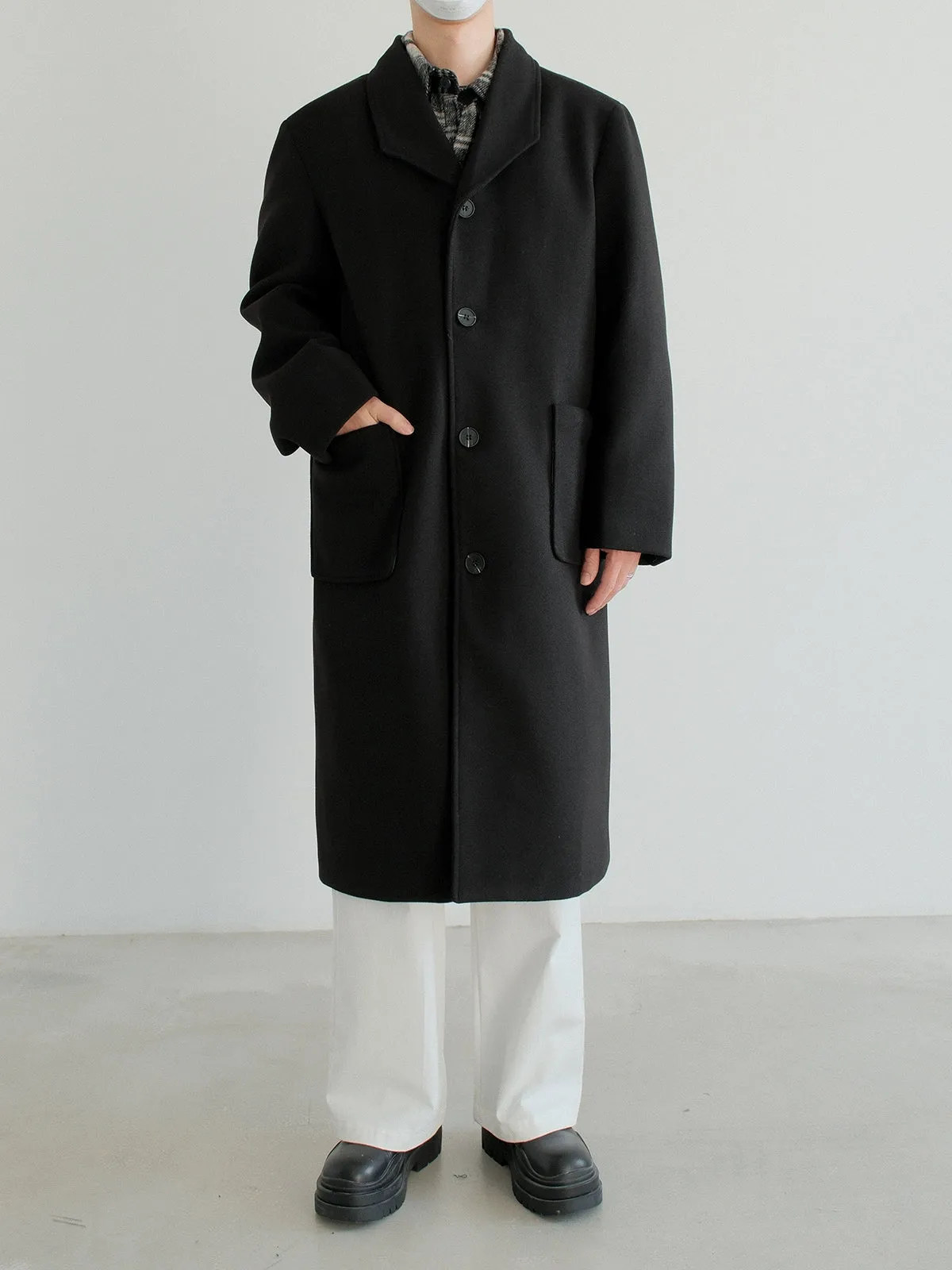 Long Lapel Wool Winter Overcoat