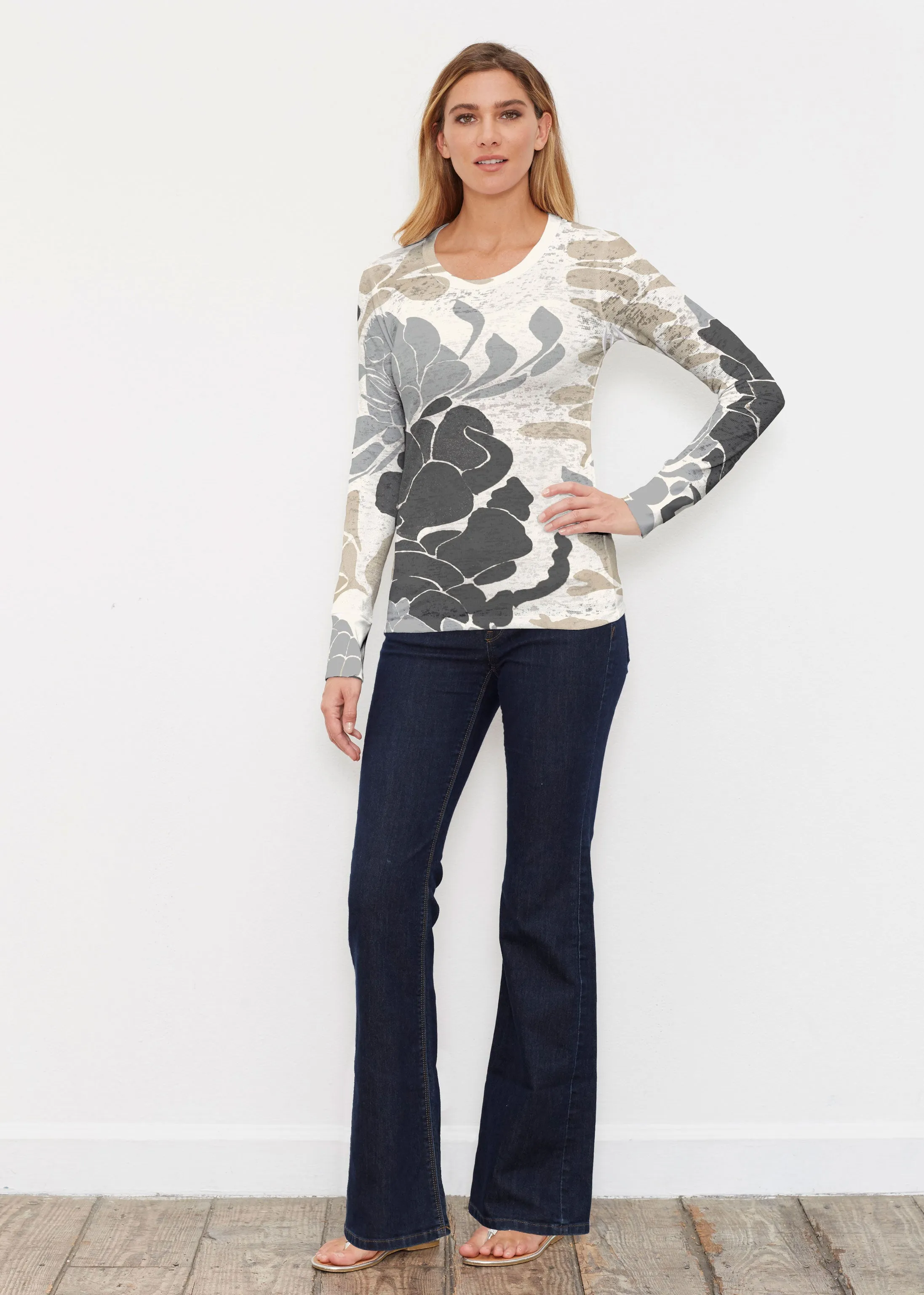 Lotus Grey (23057) ~ Thermal Long Sleeve Crew Shirt