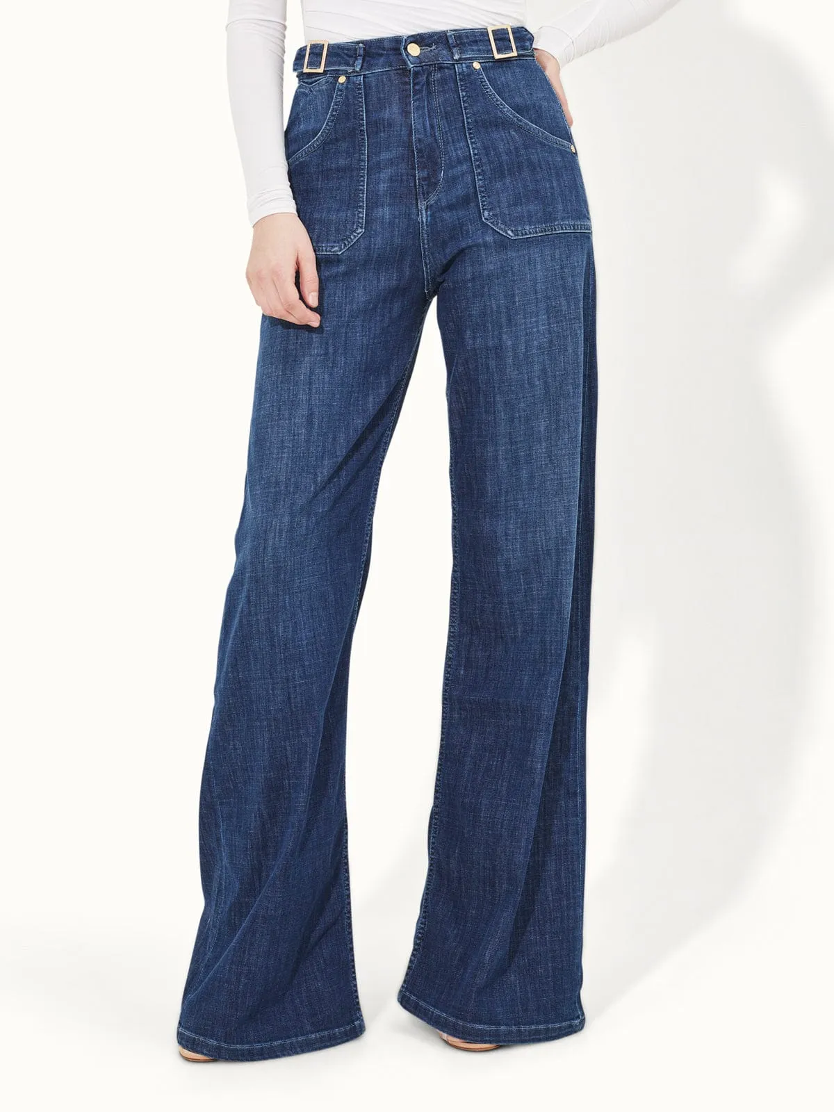 Minnie Wide Leg - Mid Wash