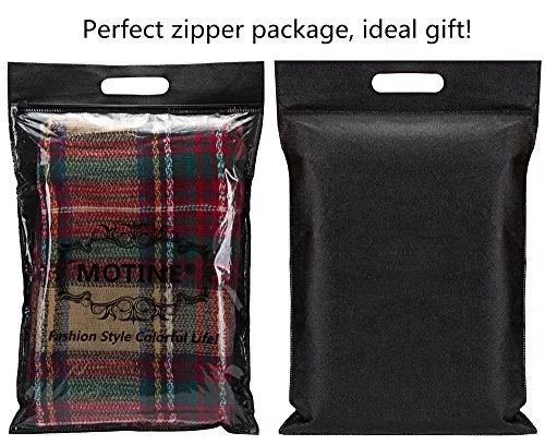 MOTINE Tartan Blanket Scarf Stylish Winter Warm Pashmina Wrap Shawl for Women (Burgundy)