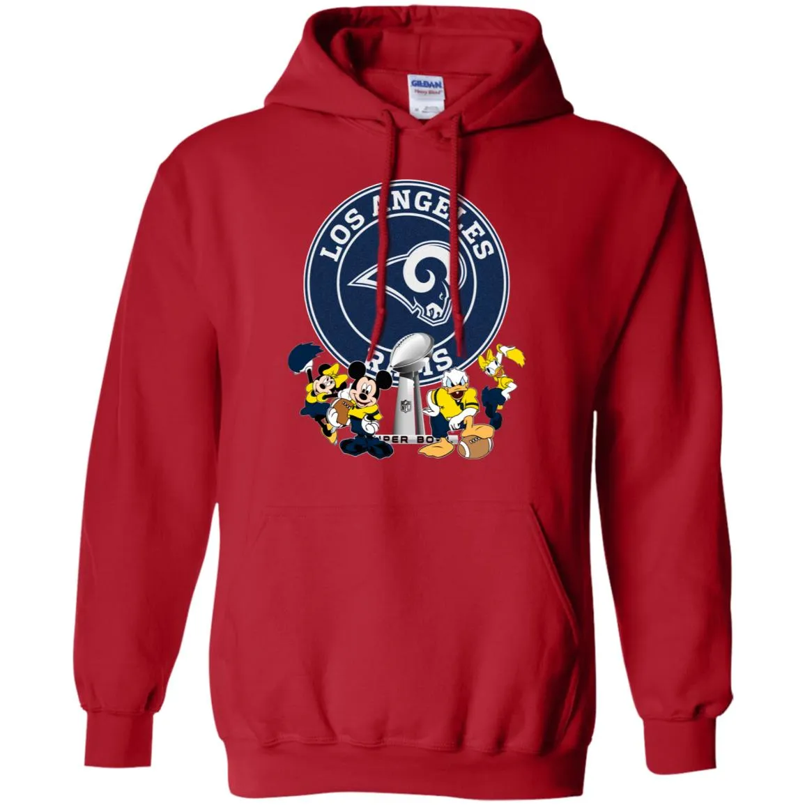 Nfl – Los Angeles Rams Super Bowl 2019 Mickey Mouse Minnie Mouse Donald Duck Daisy Duck Football Pullover Hoodie Sweatshirt