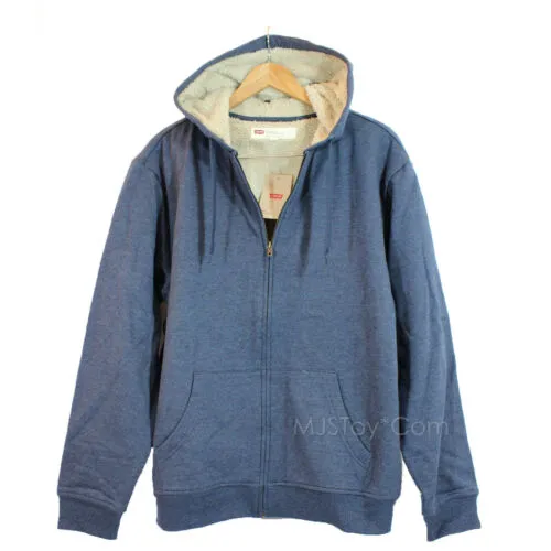 NWT LEVI'S Men's Thick Sherpa-lined Zip-front Fleece Hoodies Jacket L-XXL